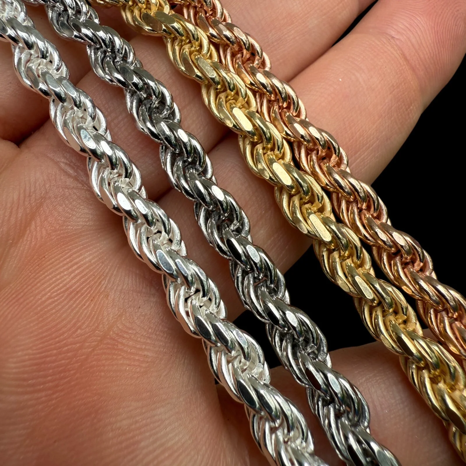 925 Sterling Silver 6mm Diamond Cut Rope Chain Necklace - Image 17