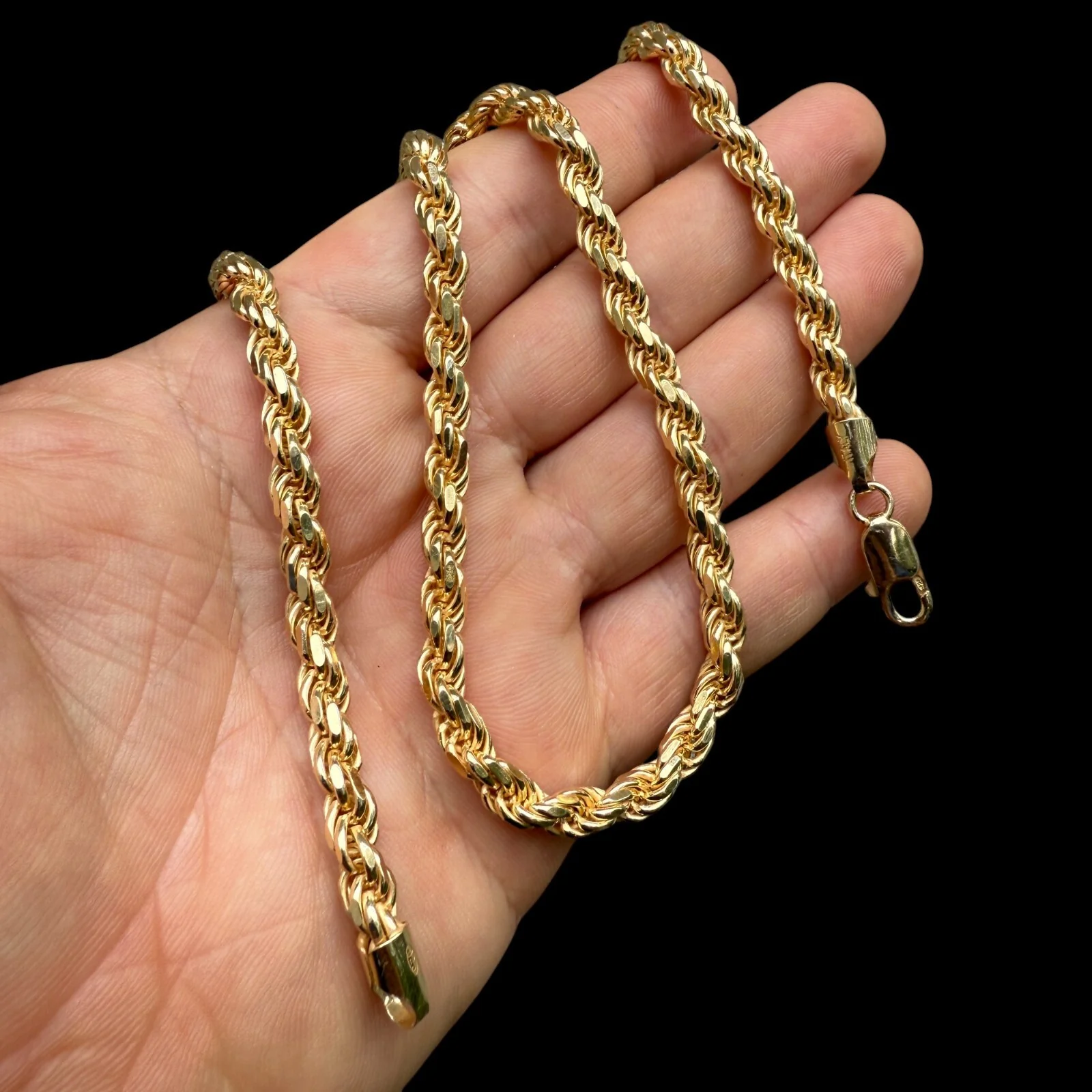 925 Sterling Silver 6mm Diamond Cut Rope Chain Necklace - Image 18