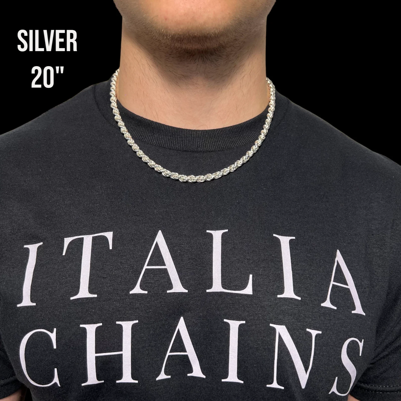 925 Sterling Silver 6mm Diamond Cut Rope Chain Necklace - Image 6