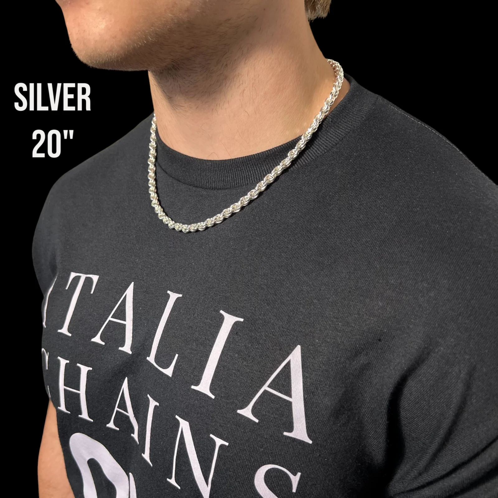 925 Sterling Silver 6mm Diamond Cut Rope Chain Necklace - Image 7