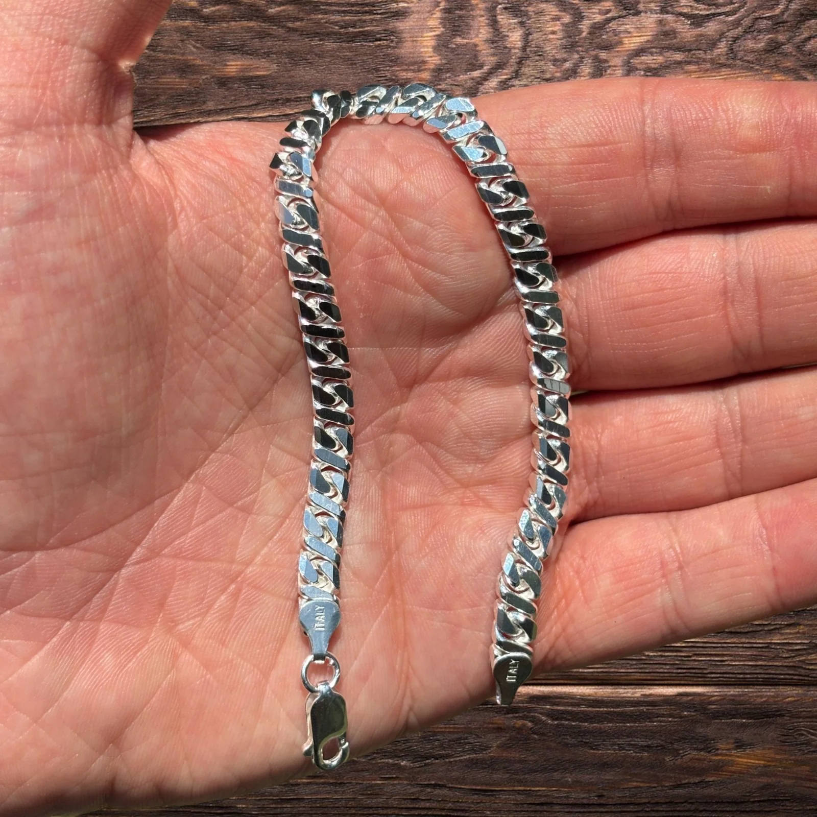 925 Sterling Silver 6mm Dollar Link Bracelet - Image 10
