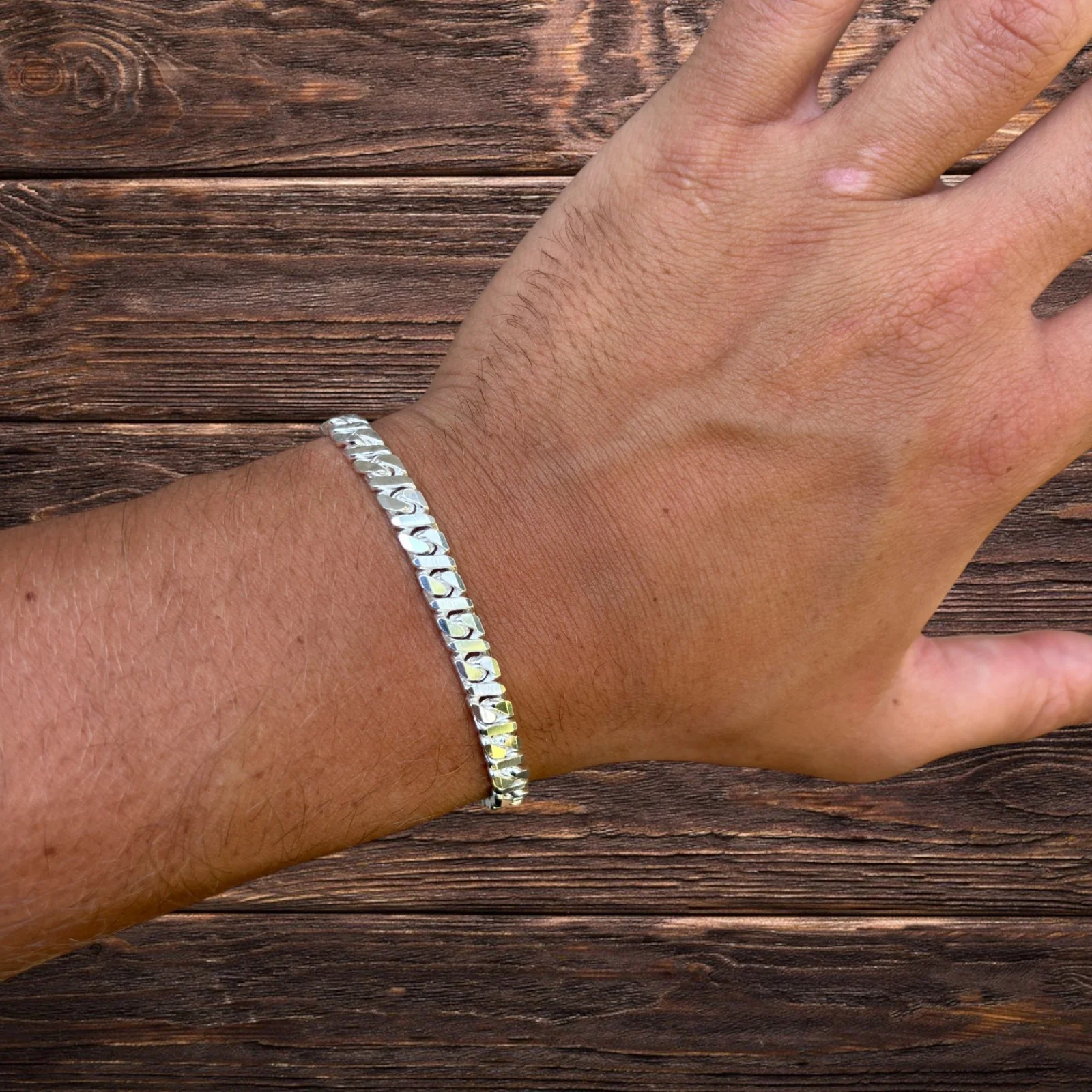 925 Sterling Silver 6mm Dollar Link Bracelet - Image 13