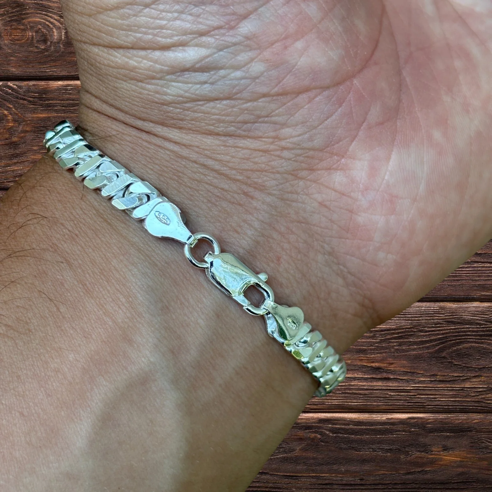 925 Sterling Silver 6mm Dollar Link Bracelet - Image 15