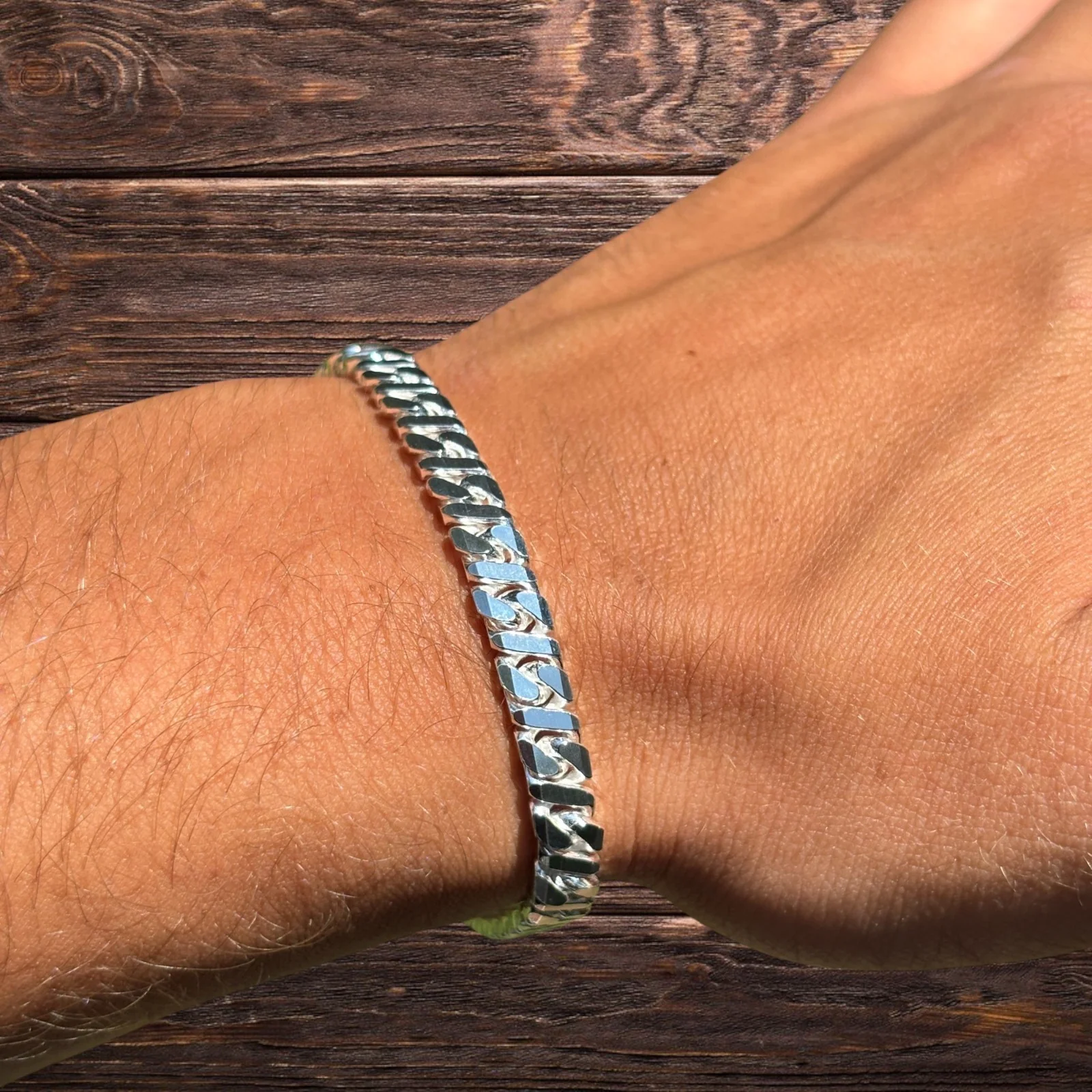 925 Sterling Silver 6mm Dollar Link Bracelet - Image 3