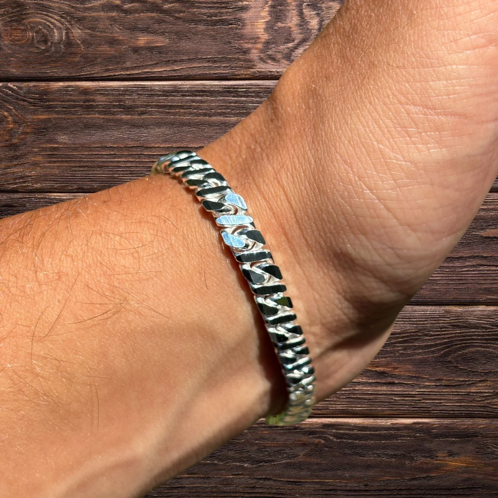 925 Sterling Silver 6mm Dollar Link Bracelet - Image 4