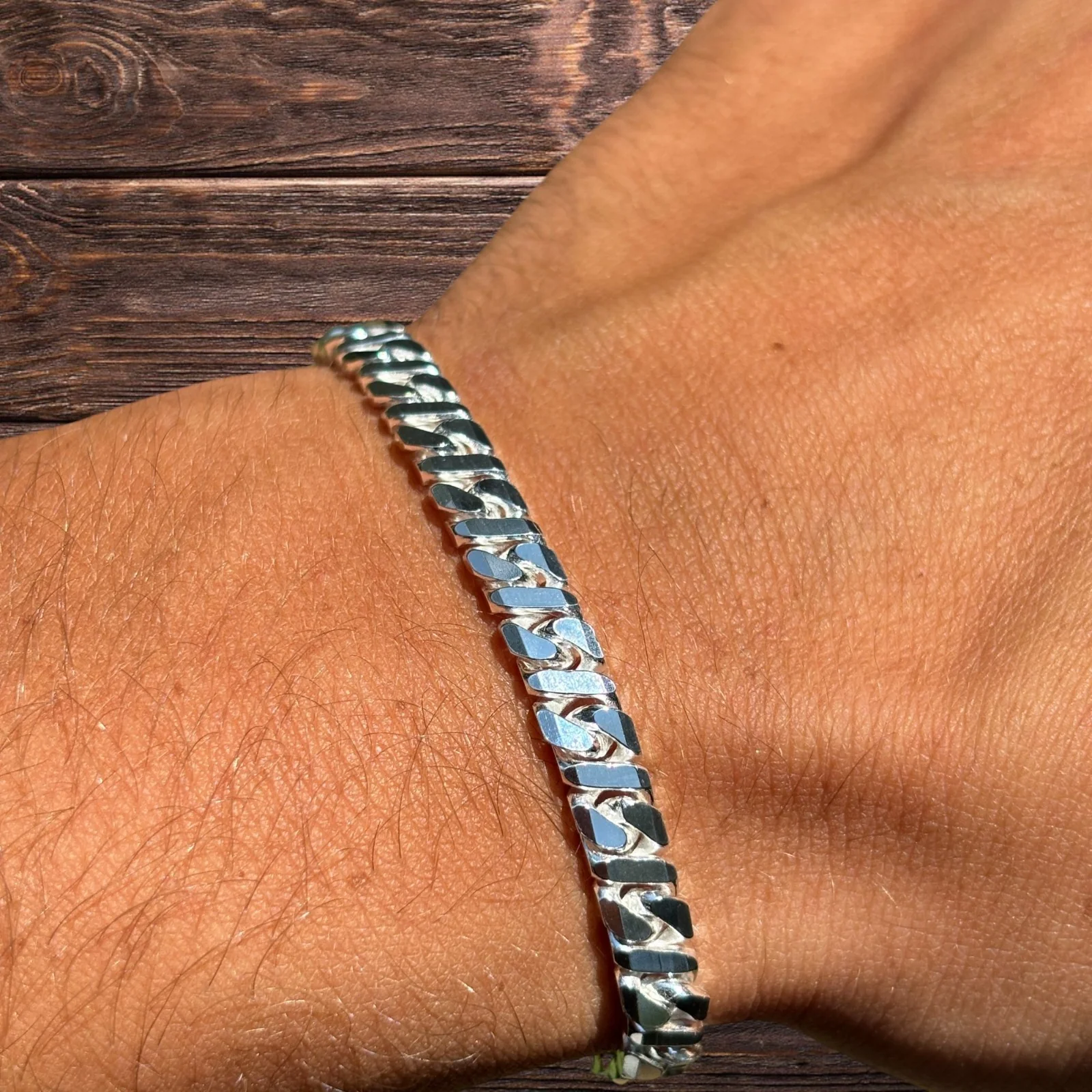 925 Sterling Silver 6mm Dollar Link Bracelet - Image 5