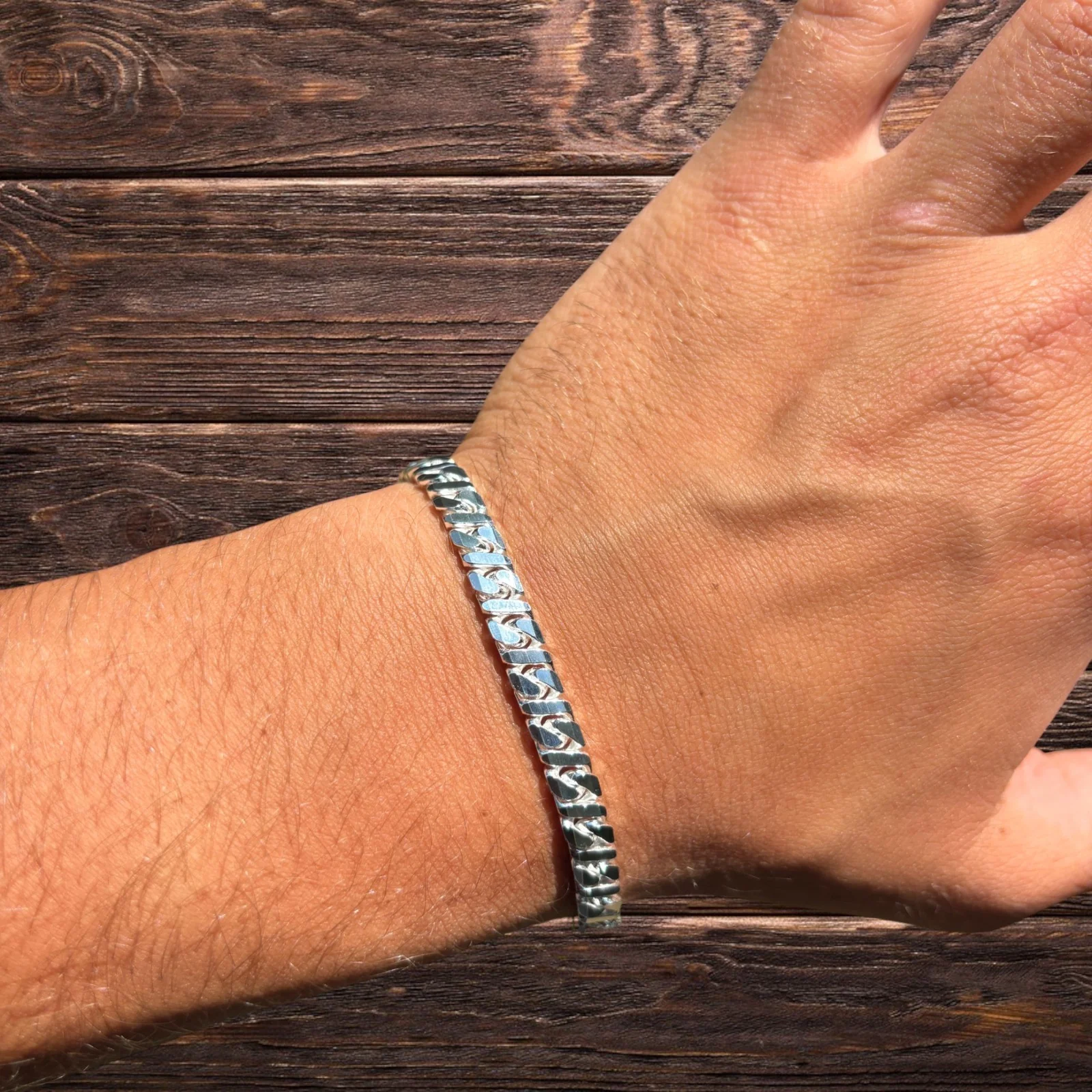 925 Sterling Silver 6mm Dollar Link Bracelet - Image 6