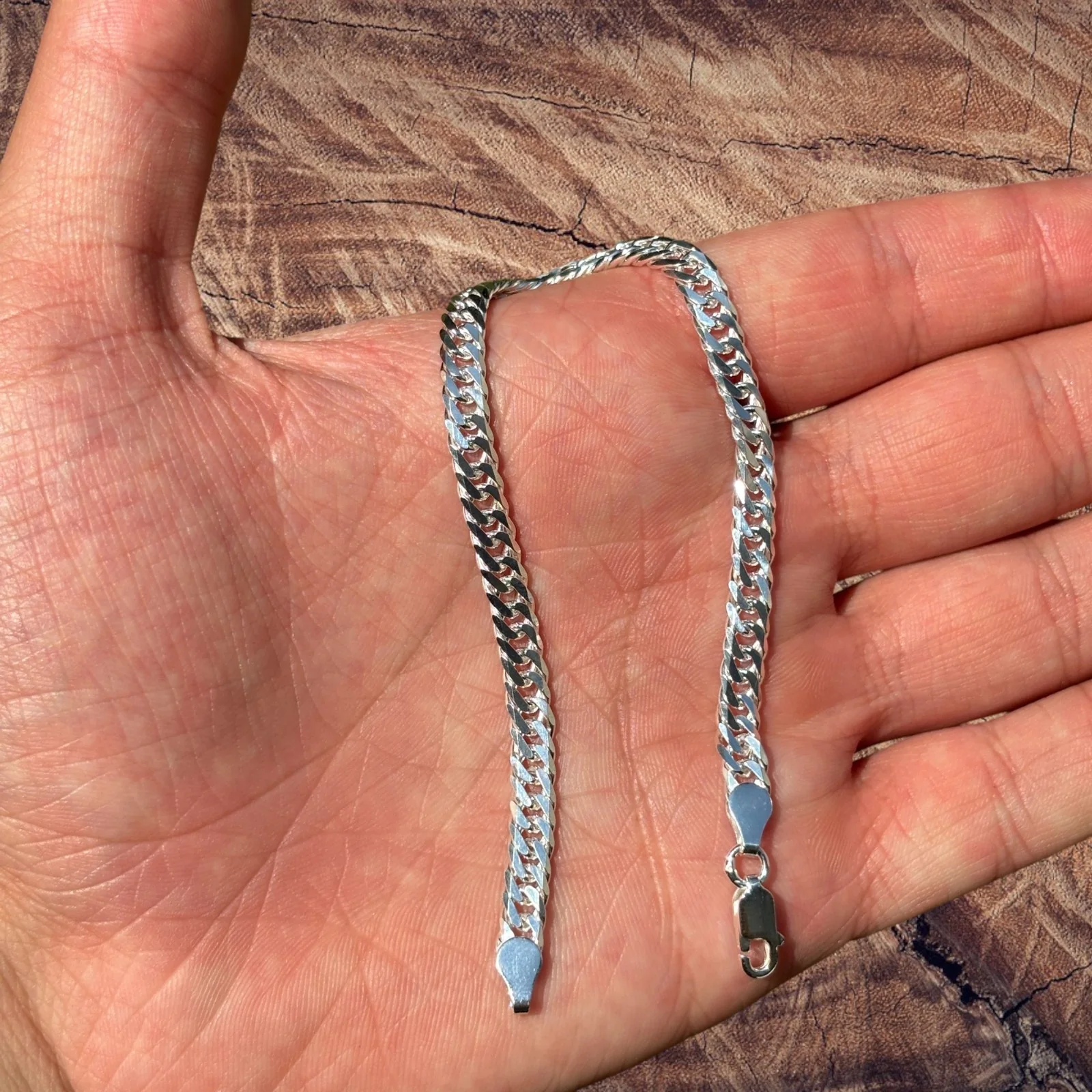 925 Sterling Silver 6mm Double Curb Bracelet - Image 3