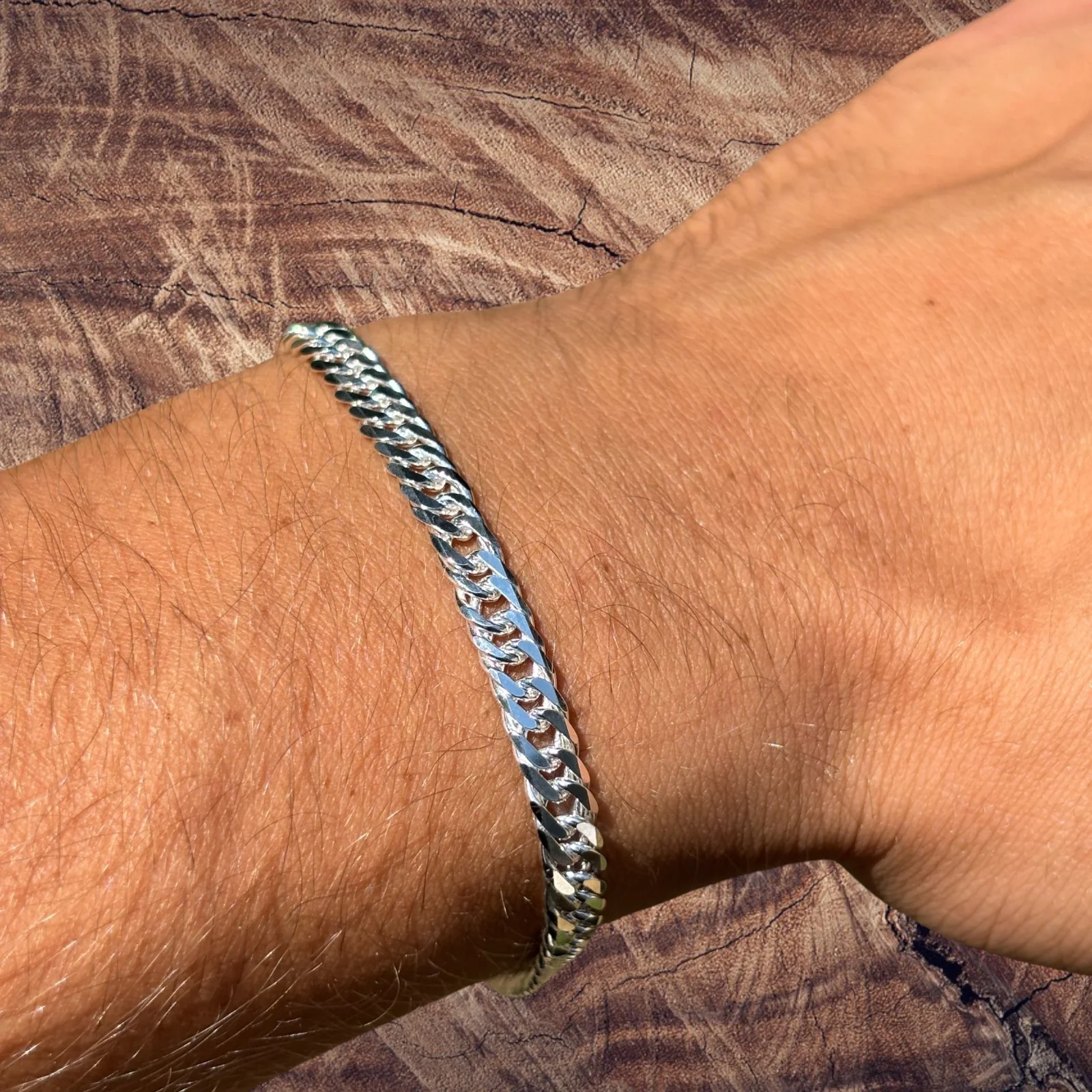 925 Sterling Silver 6mm Double Curb Bracelet - Image 5