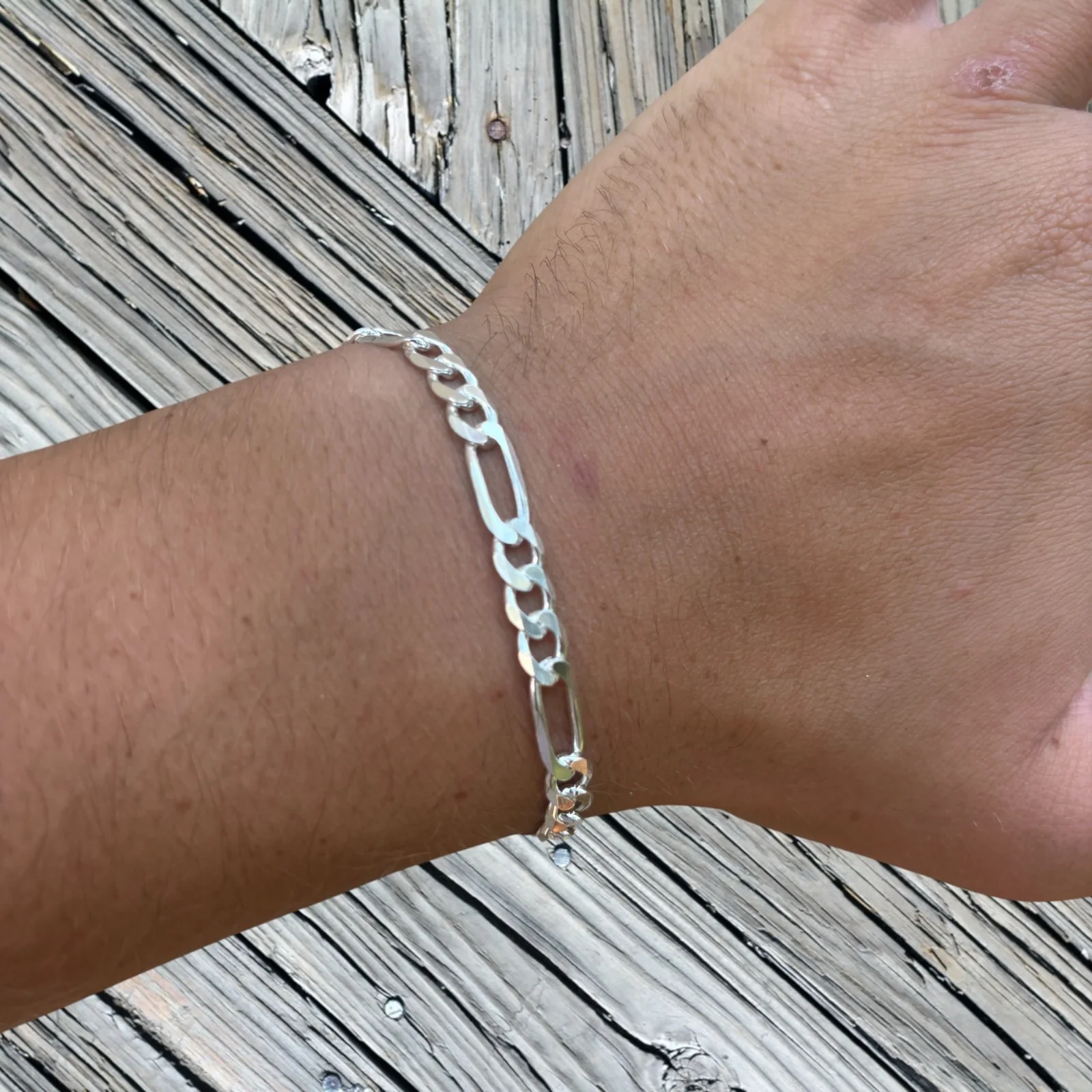 925 Sterling Silver 6mm Figaro Bracelet - Image 10