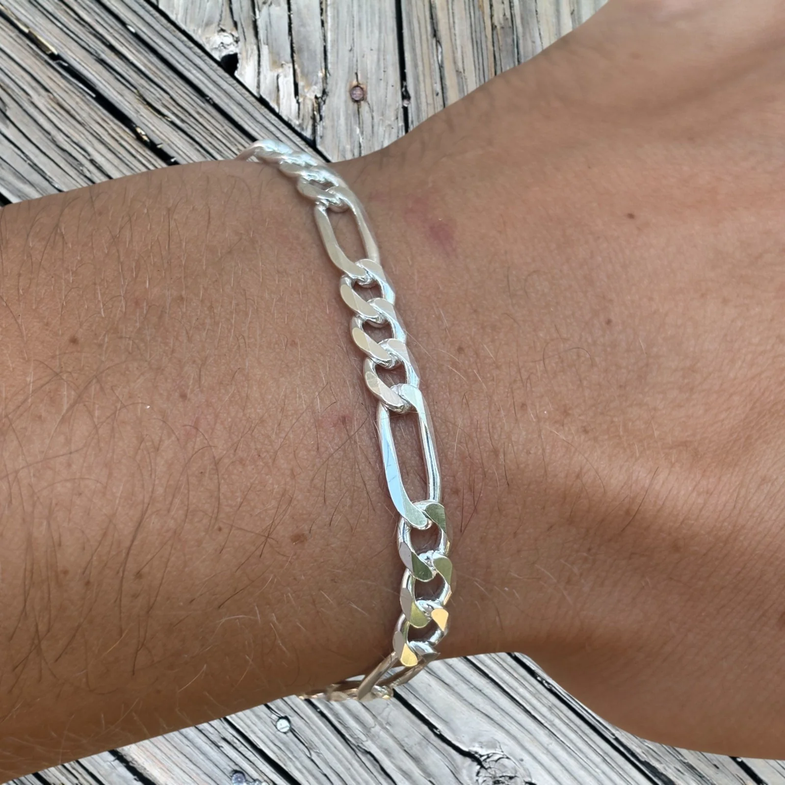 925 Sterling Silver 6mm Figaro Bracelet - Image 11