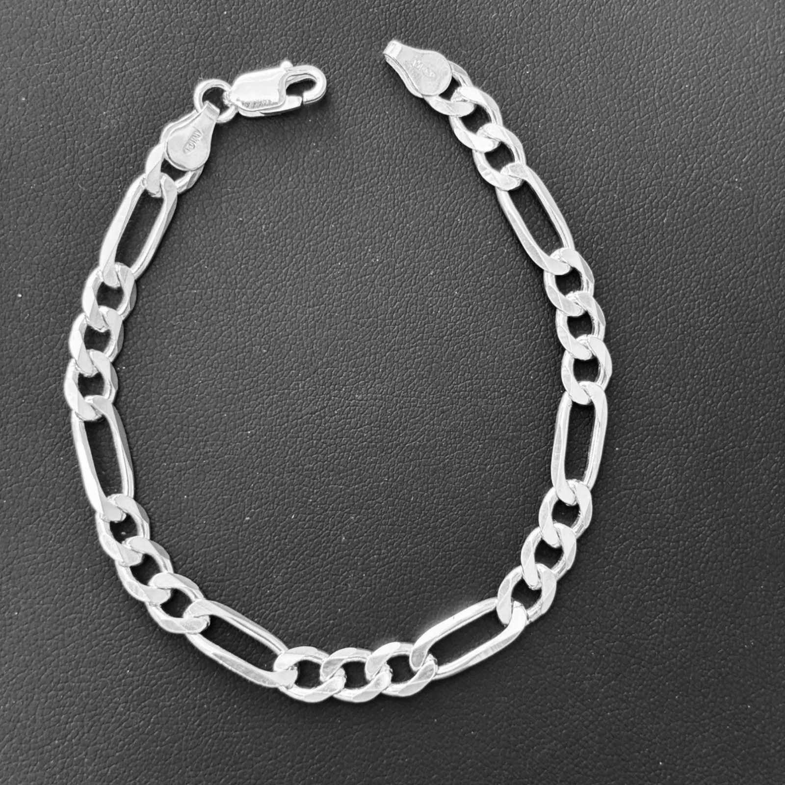 925 Sterling Silver 6mm Figaro Bracelet - Image 13