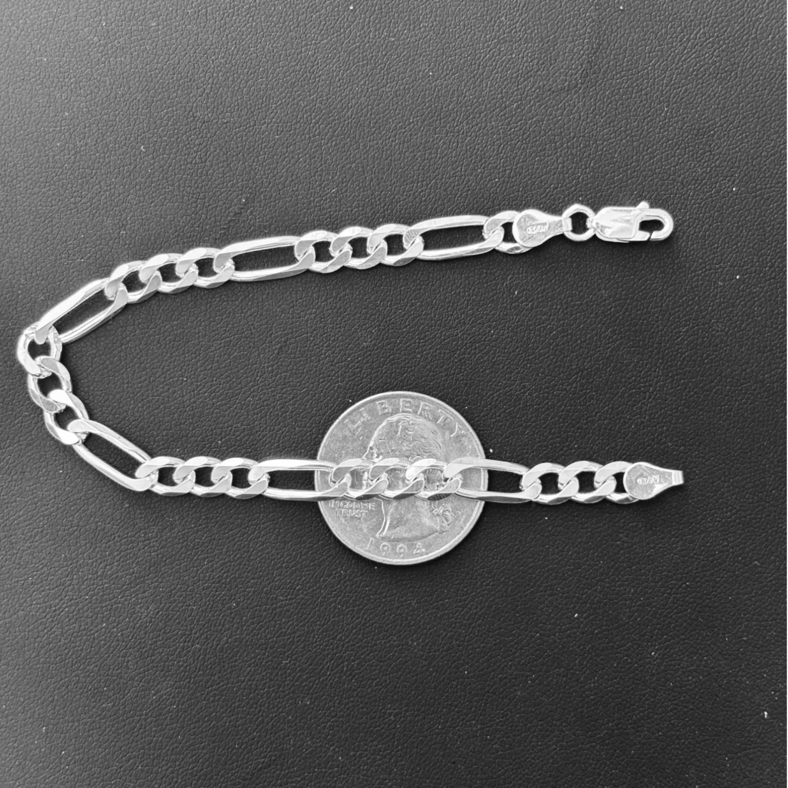 925 Sterling Silver 6mm Figaro Bracelet - Image 14