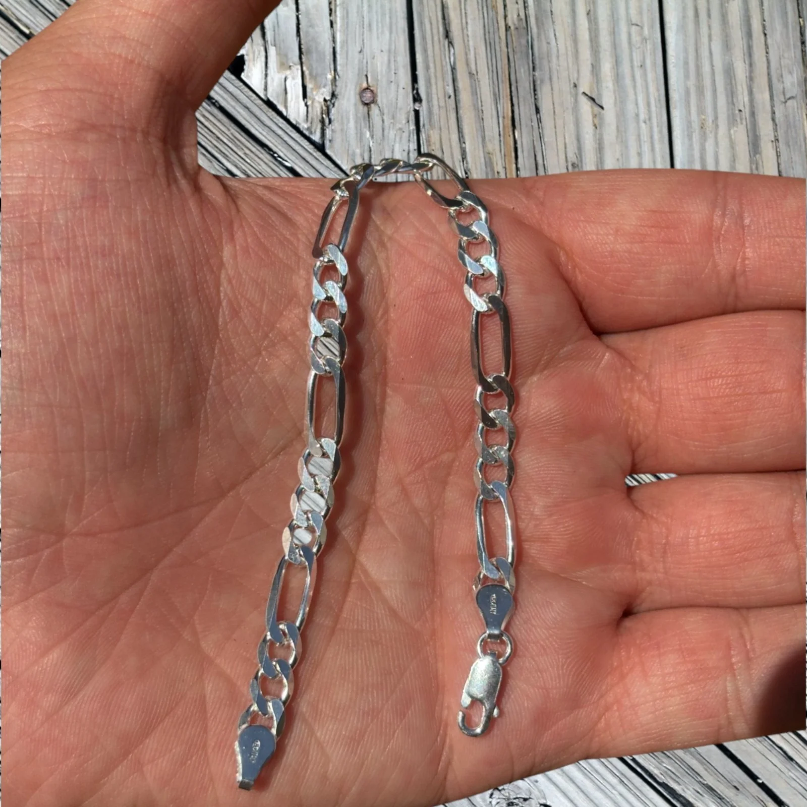 925 Sterling Silver 6mm Figaro Bracelet - Image 23
