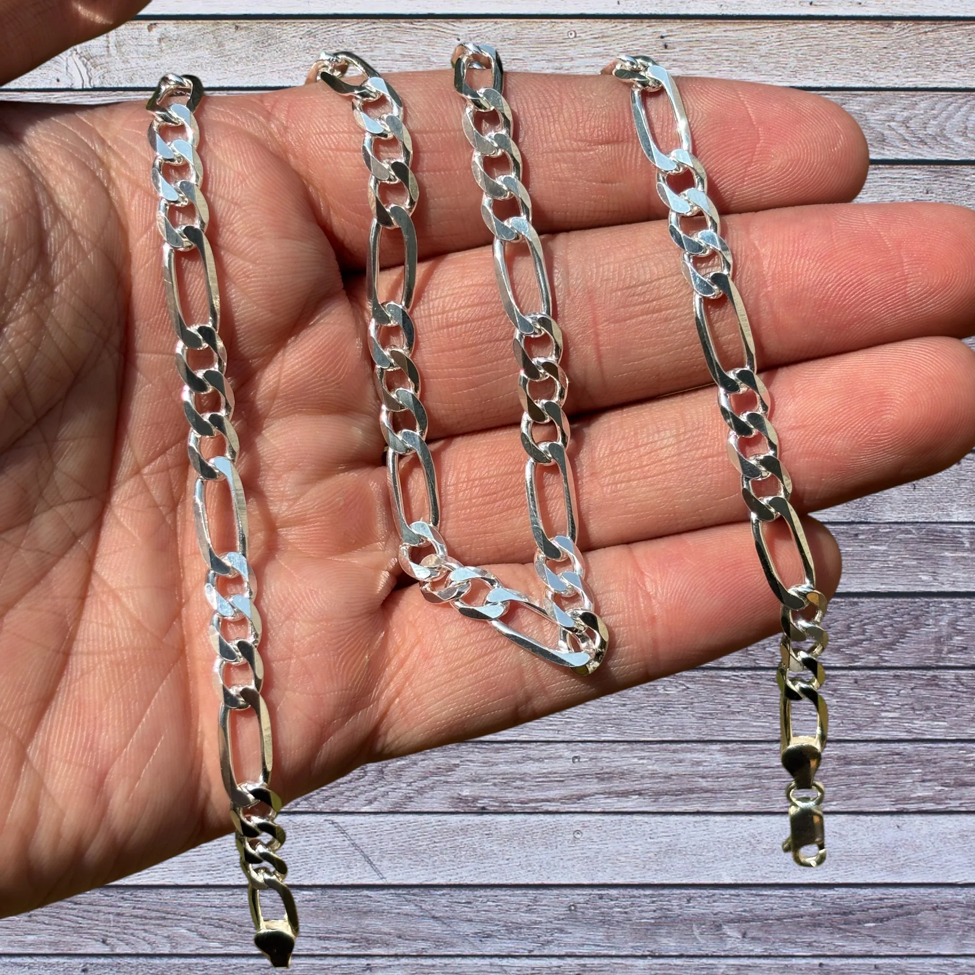 925 Sterling Silver 6mm Figaro Chain Necklace - Image 4