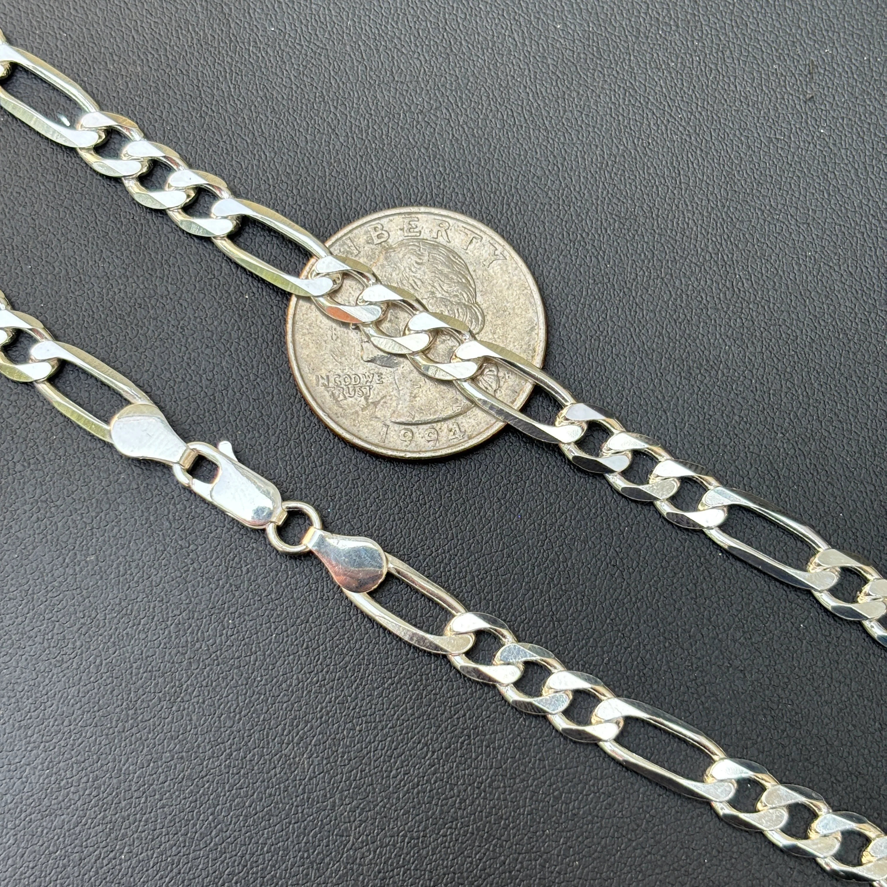 925 Sterling Silver 6mm Figaro Chain Necklace - Image 9