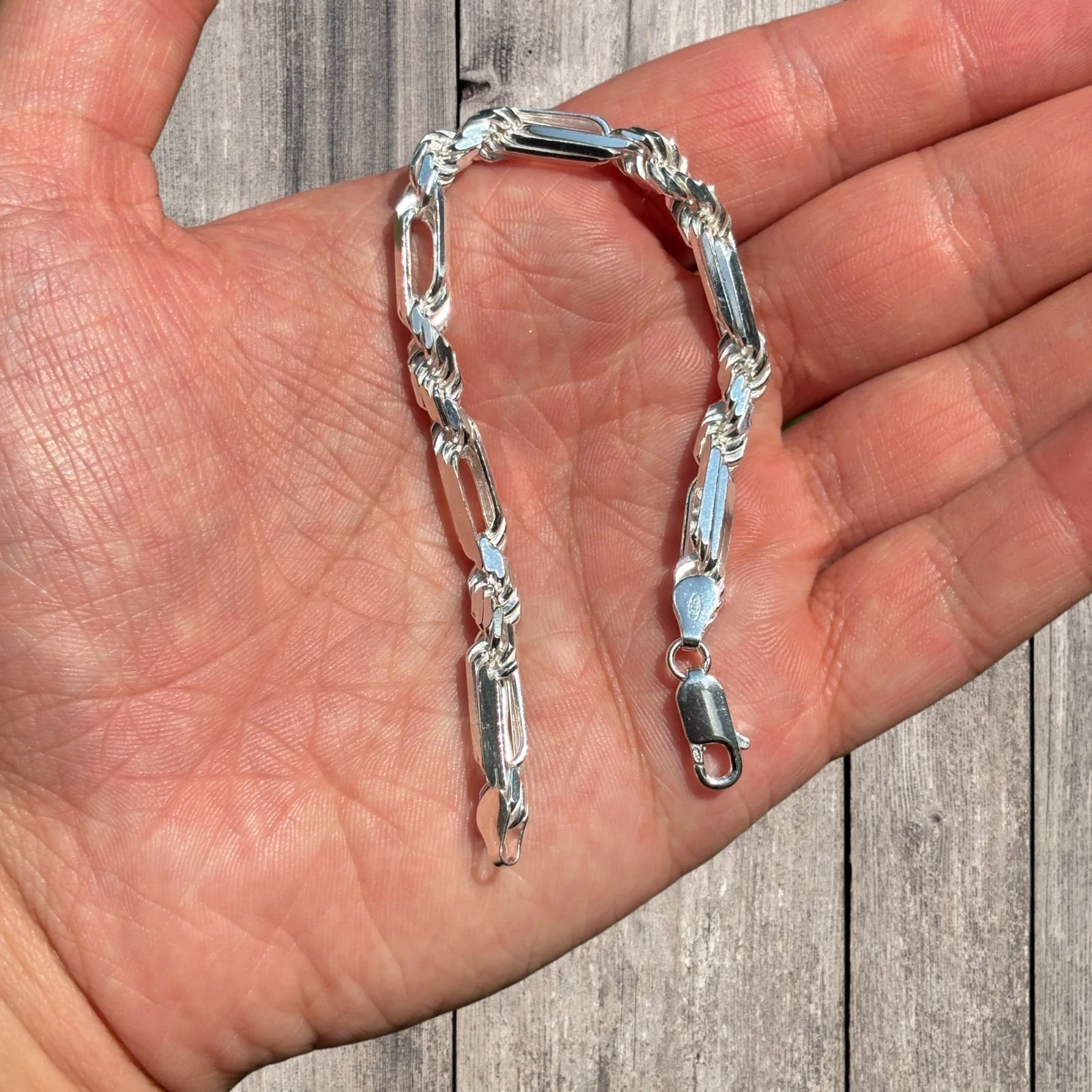 925 Sterling Silver 6mm Figarope Milano Bracelet - Image 4