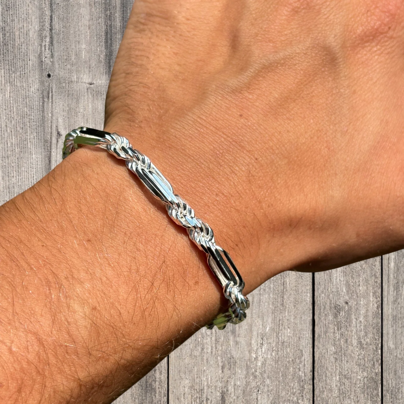 925 Sterling Silver 6mm Figarope Milano Bracelet - Image 7
