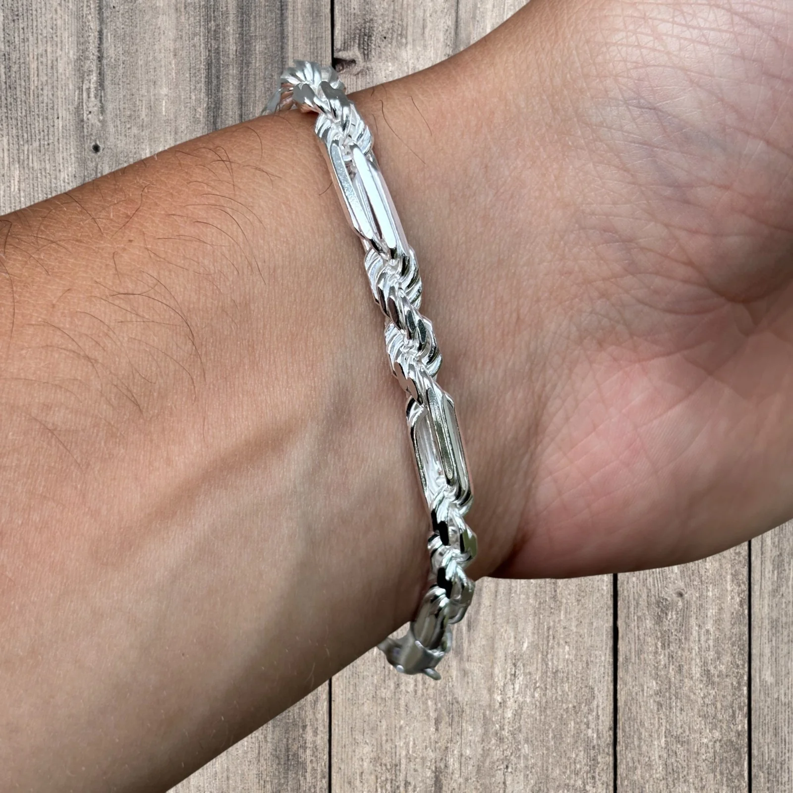 925 Sterling Silver 6mm Figarope Milano Bracelet - Image 8