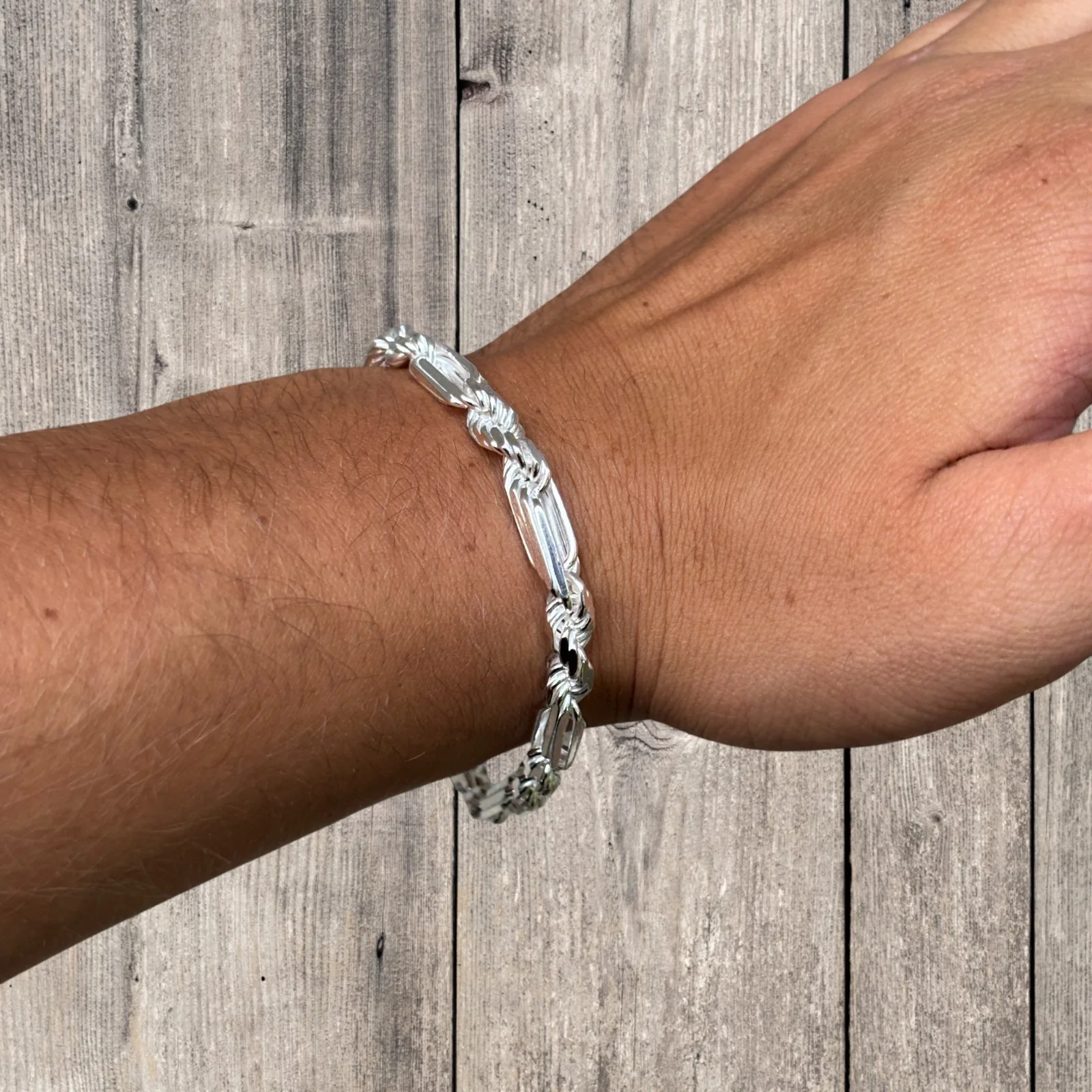 925 Sterling Silver 6mm Figarope Milano Bracelet - Image 9