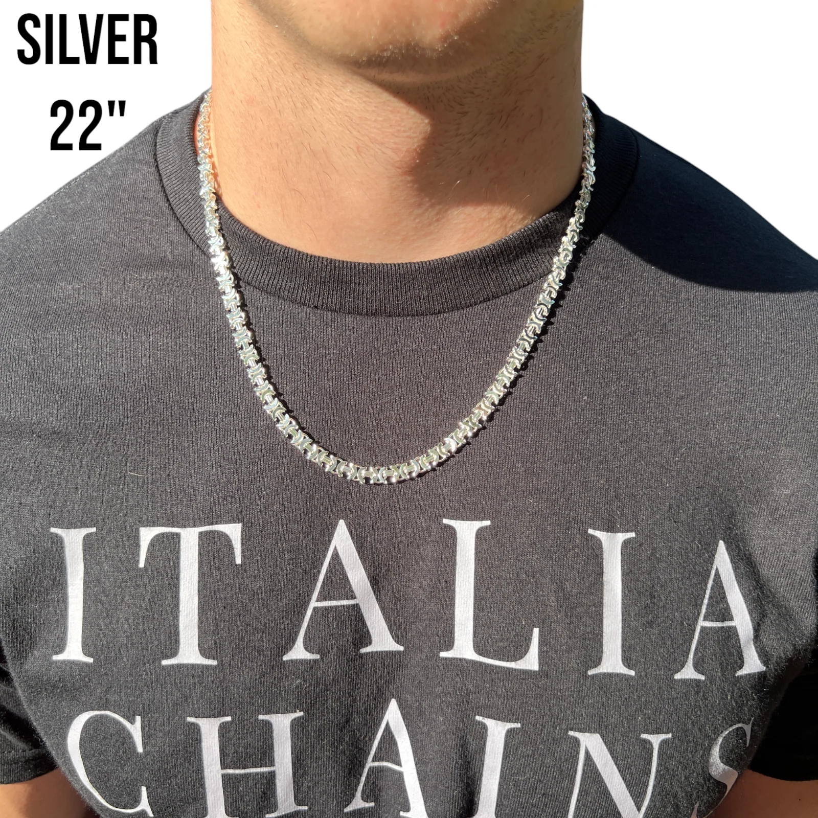 925 Sterling Silver 6mm Flat Byzantine Chain Necklace - Image 10