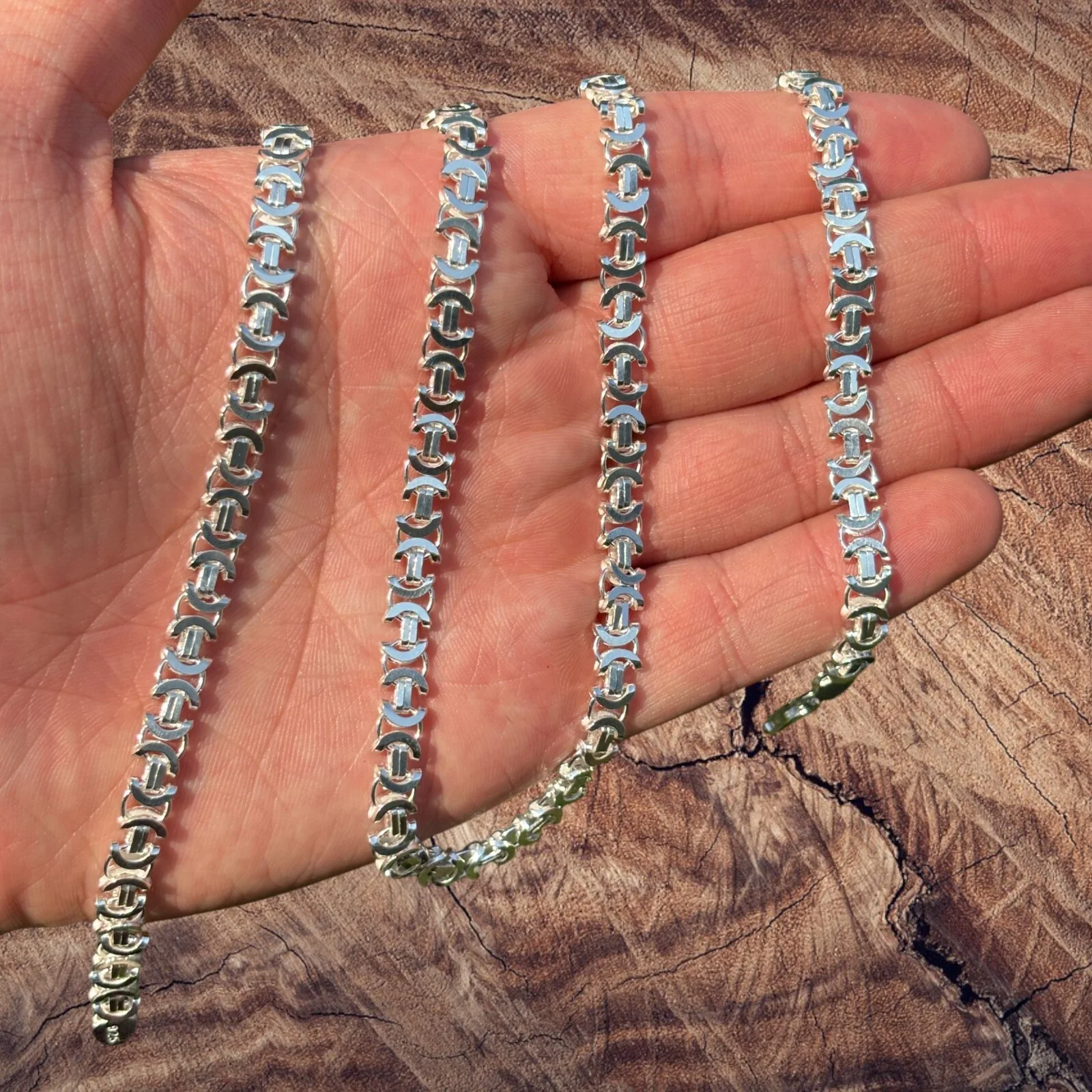 925 Sterling Silver 6mm Flat Byzantine Chain Necklace - Image 3