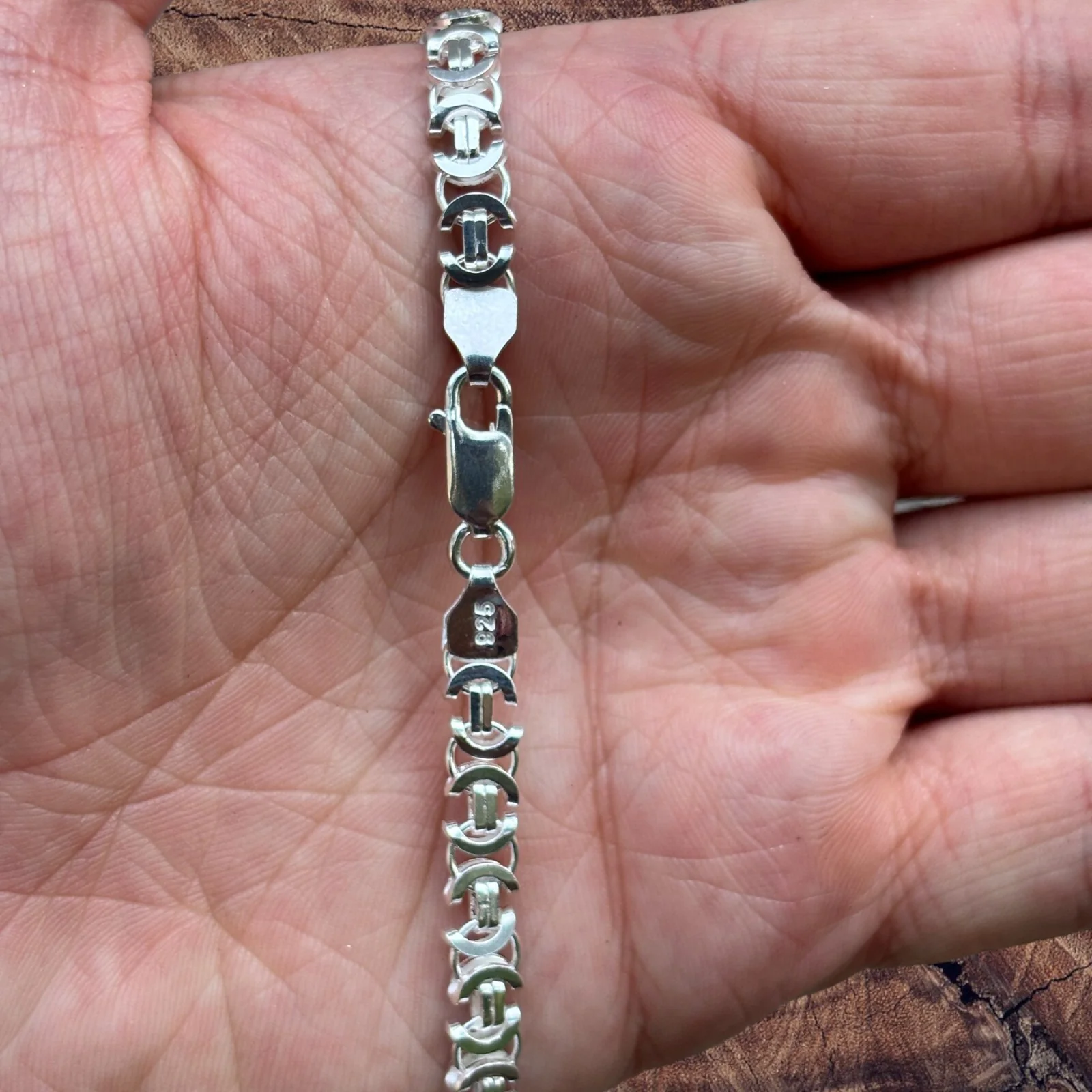 925 Sterling Silver 6mm Flat Byzantine Chain Necklace - Image 4
