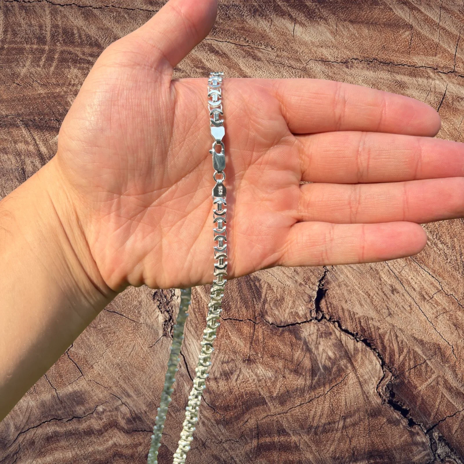 925 Sterling Silver 6mm Flat Byzantine Chain Necklace - Image 6