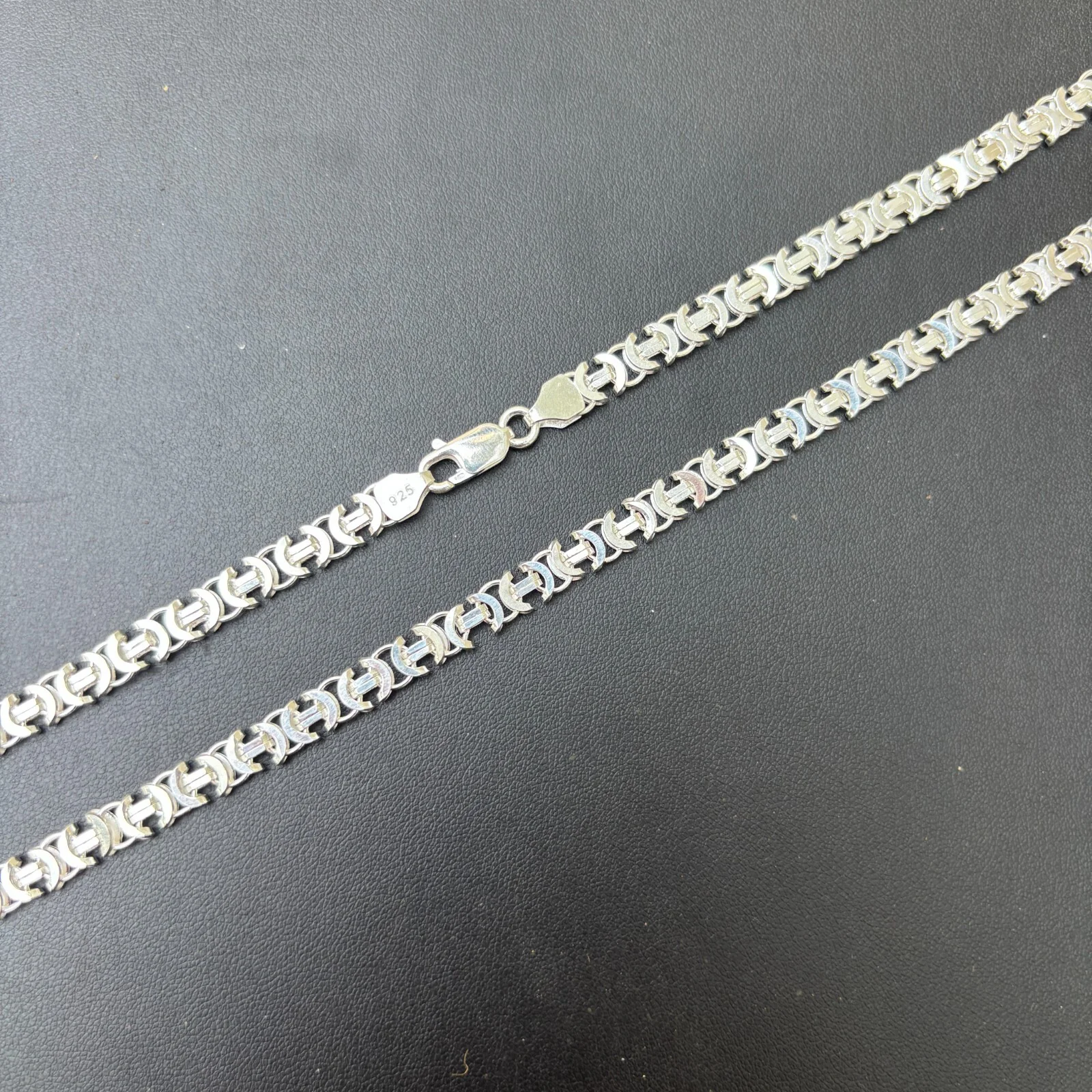 925 Sterling Silver 6mm Flat Byzantine Chain Necklace - Image 8