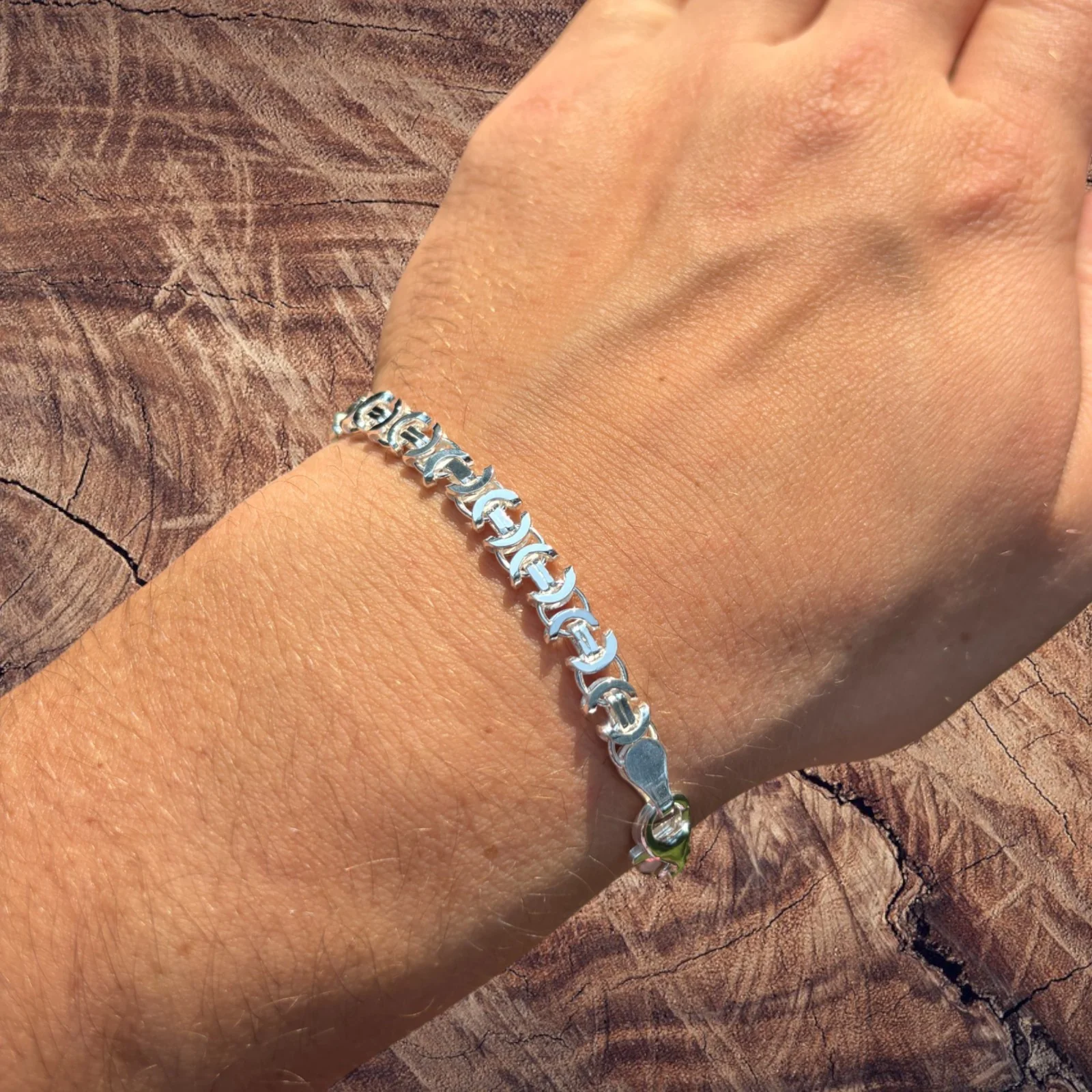 925 Sterling Silver 6mm Flat Byzantine Bracelet - Image 10