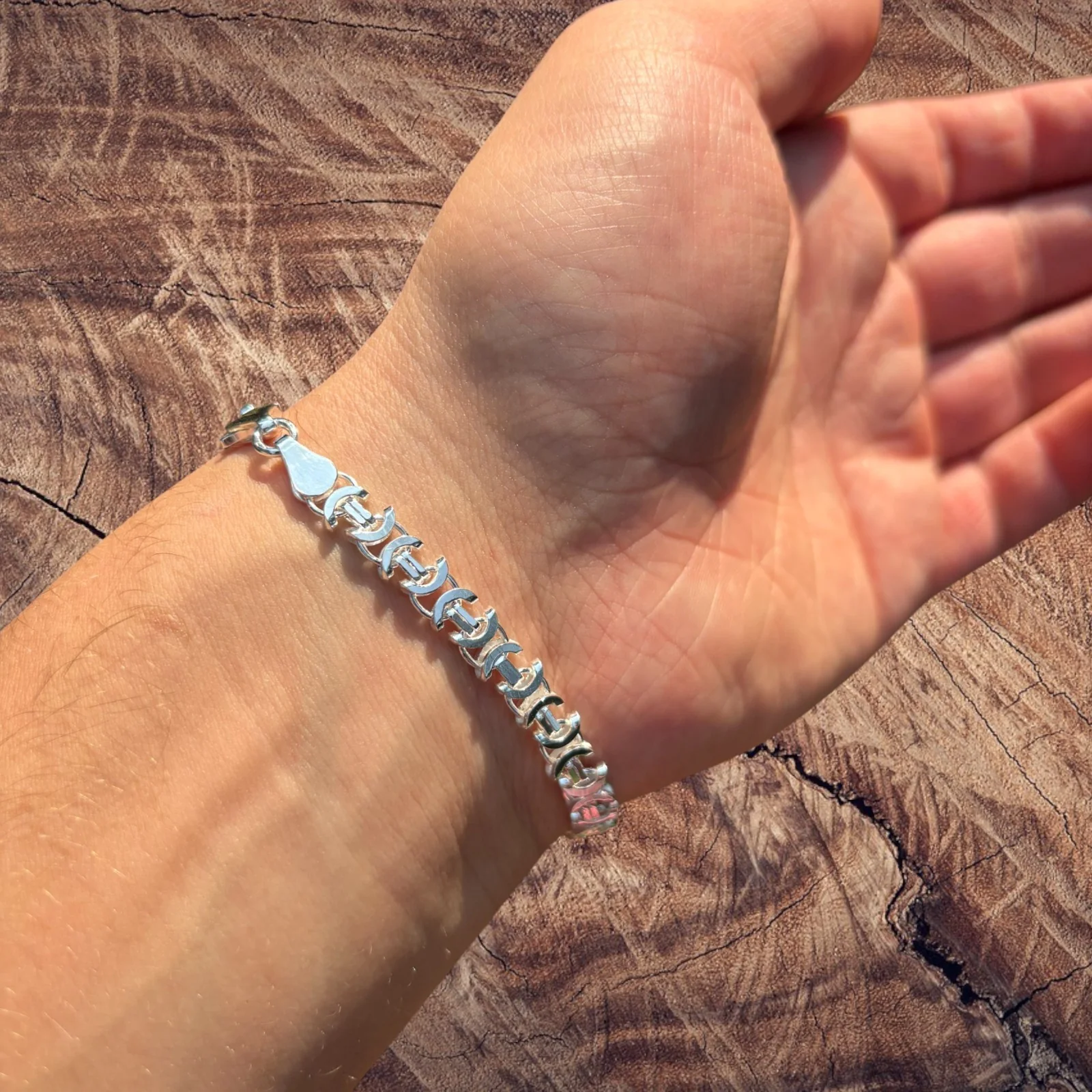 925 Sterling Silver 6mm Flat Byzantine Bracelet - Image 11