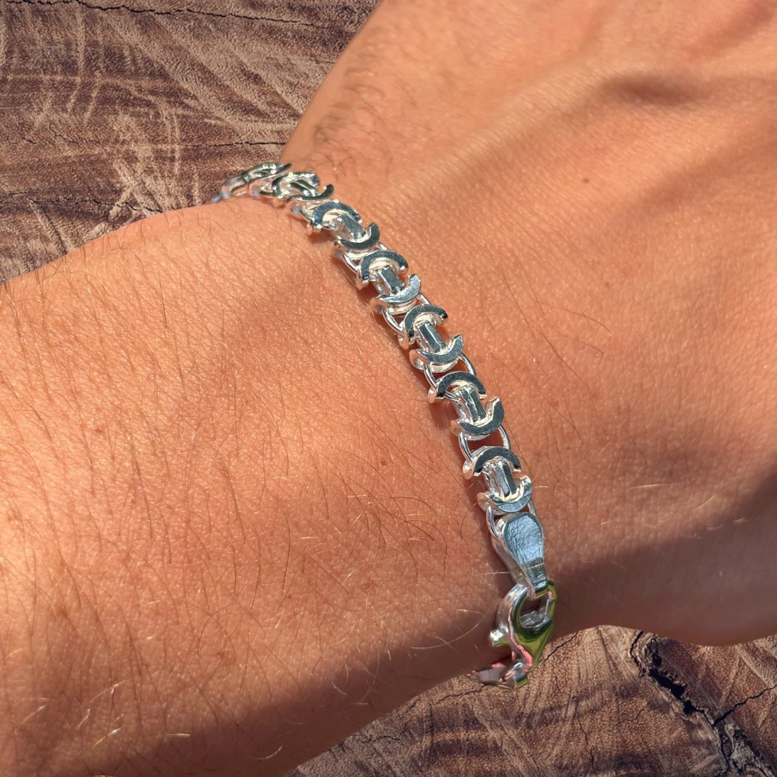 925 Sterling Silver 6mm Flat Byzantine Bracelet - Image 13