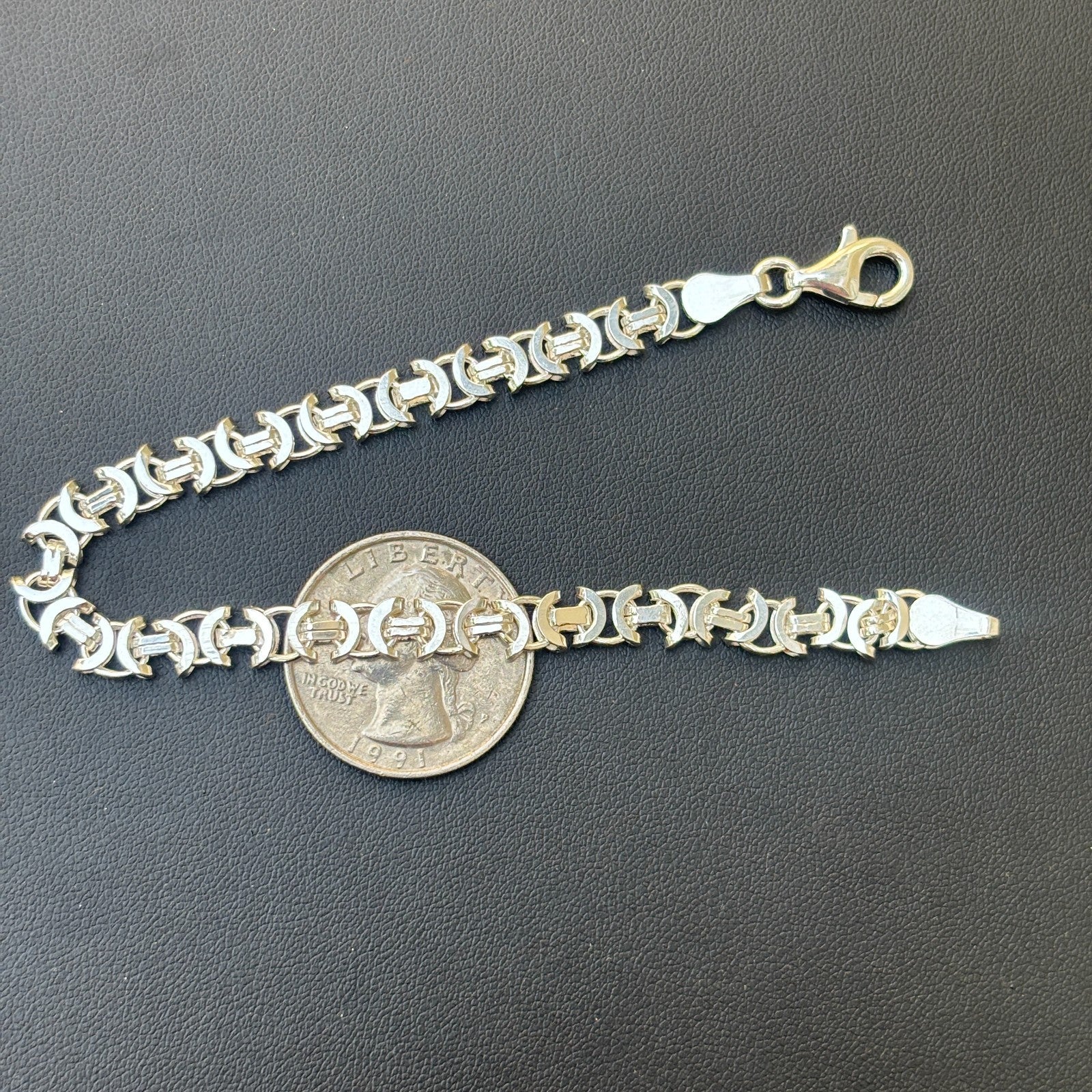 925 Sterling Silver 6mm Flat Byzantine Bracelet - Image 14
