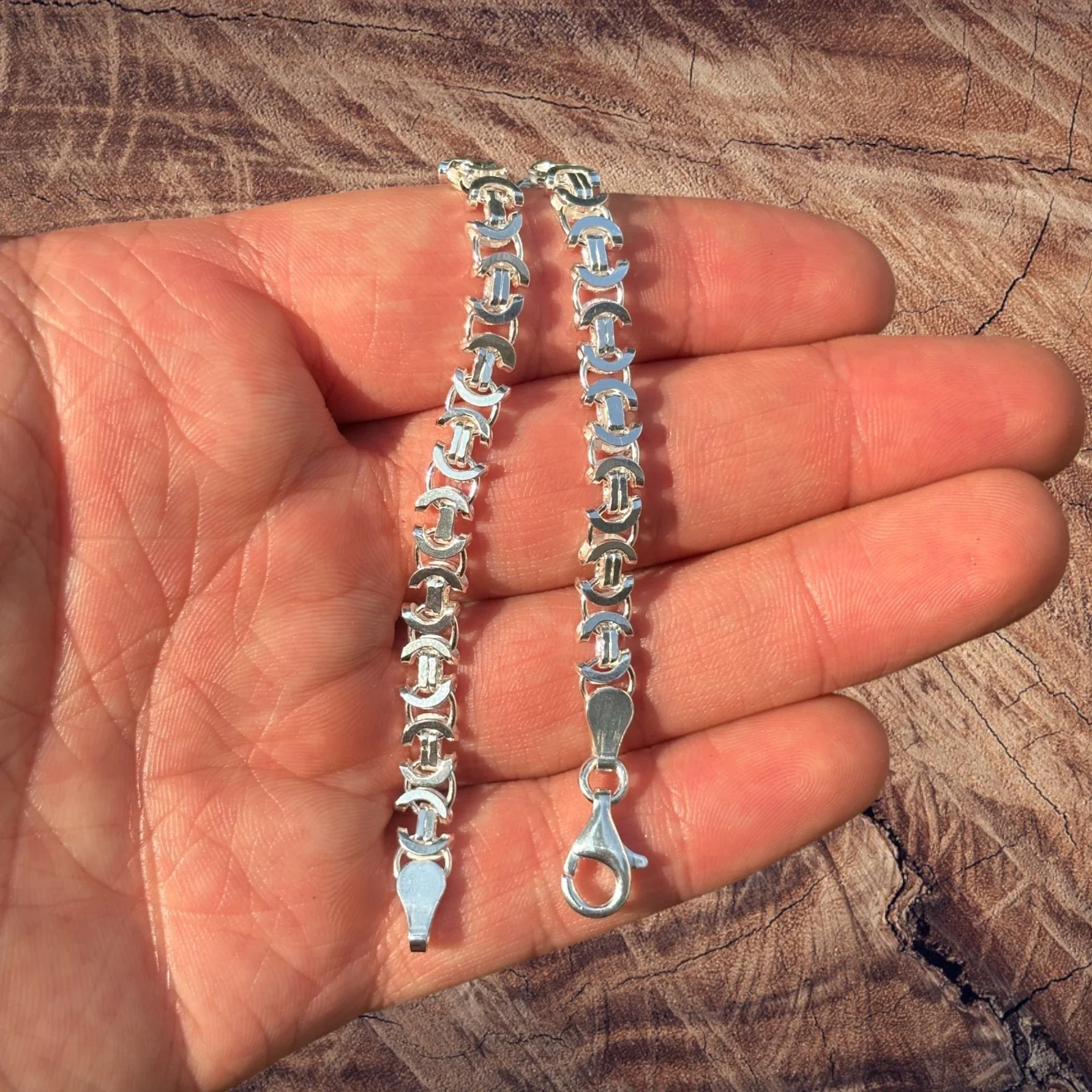925 Sterling Silver 6mm Flat Byzantine Bracelet - Image 3