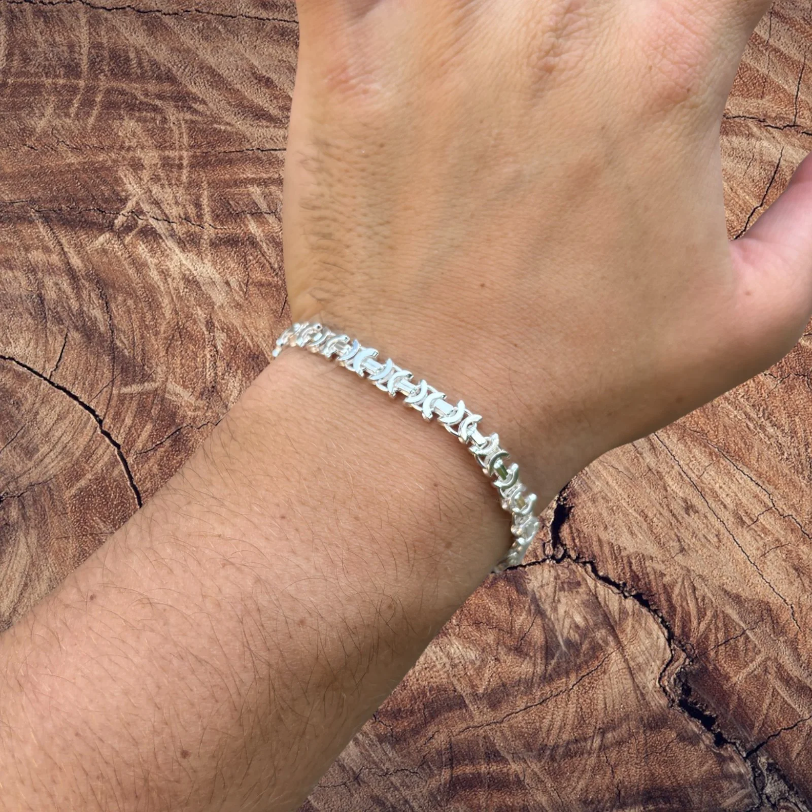 925 Sterling Silver 6mm Flat Byzantine Bracelet - Image 4