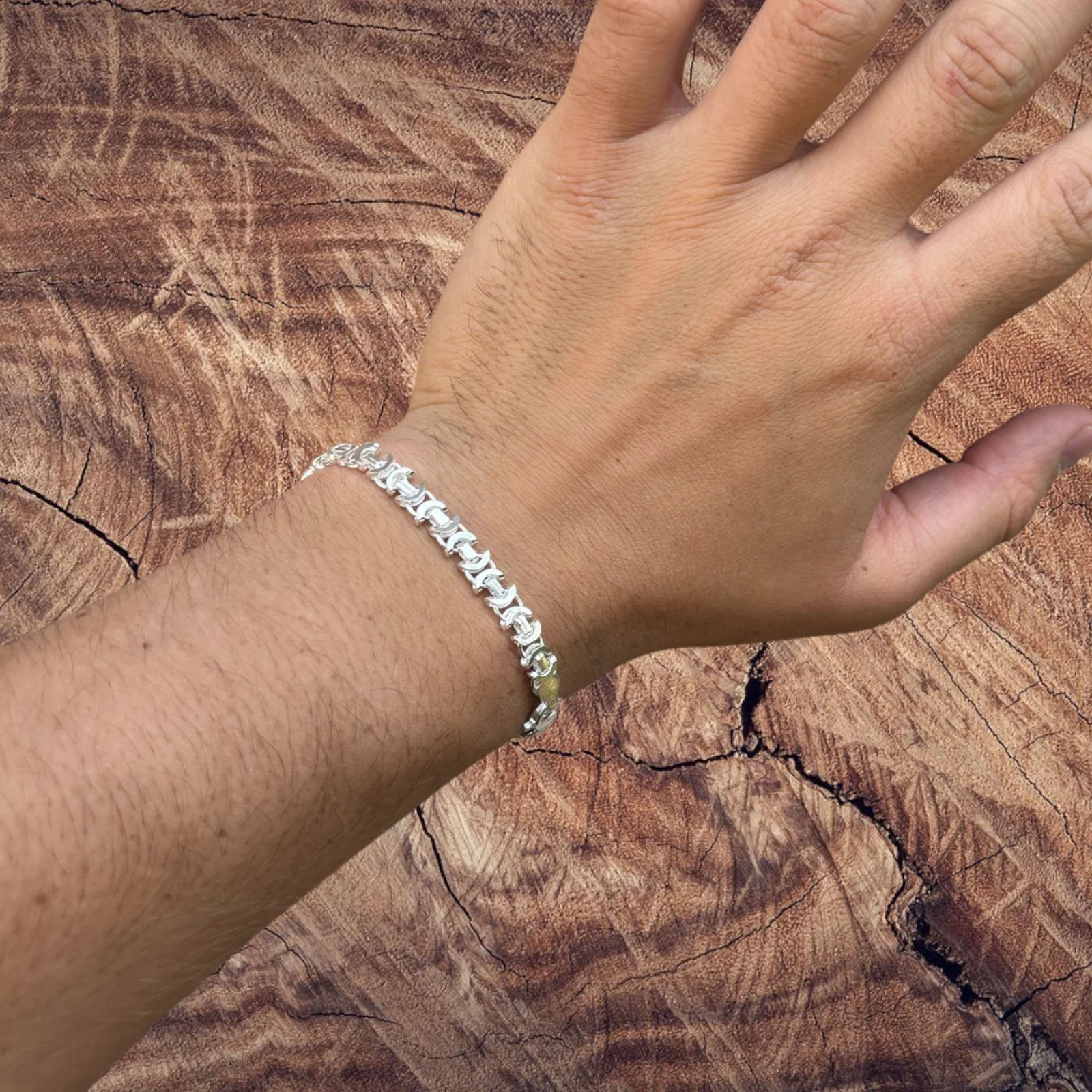 925 Sterling Silver 6mm Flat Byzantine Bracelet - Image 9