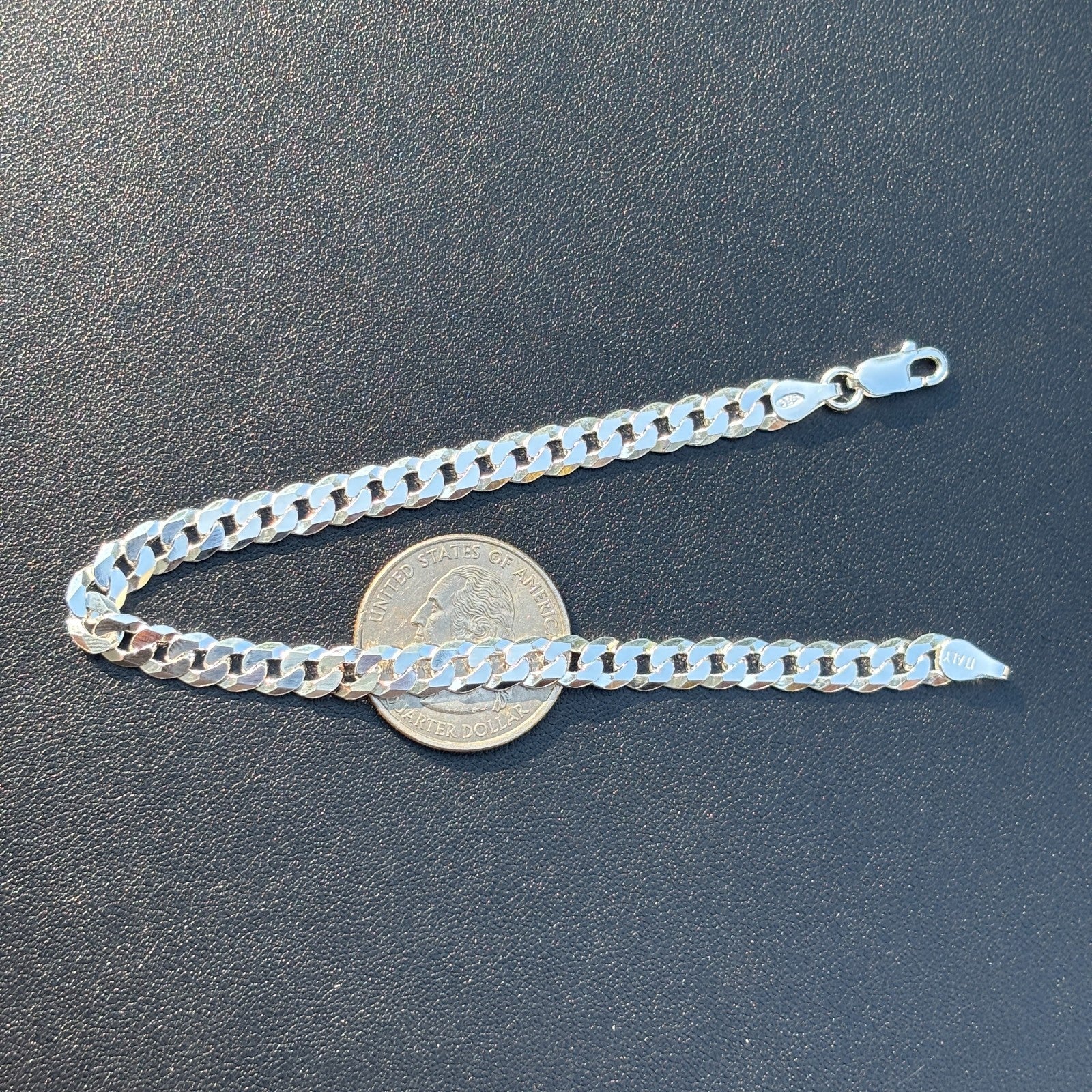 925 Sterling Silver 6mm Flat Curb Bracelet - Image 10