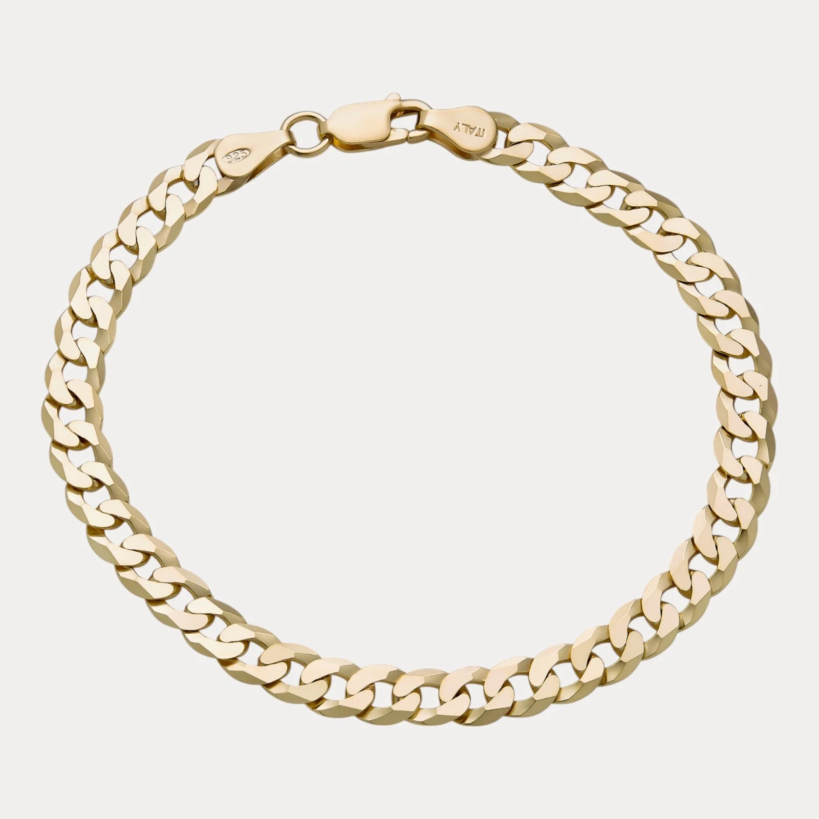 925 Sterling Silver 6mm Flat Curb Bracelet - Image 2