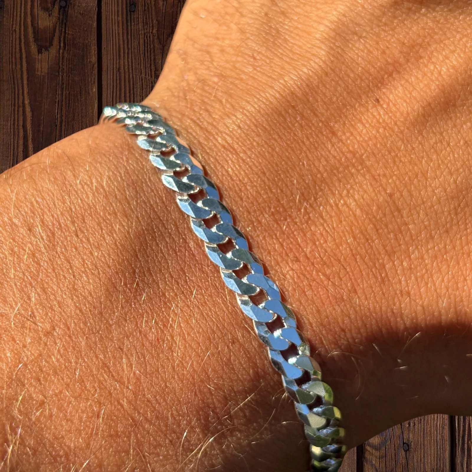 925 Sterling Silver 6mm Flat Curb Bracelet - Image 6