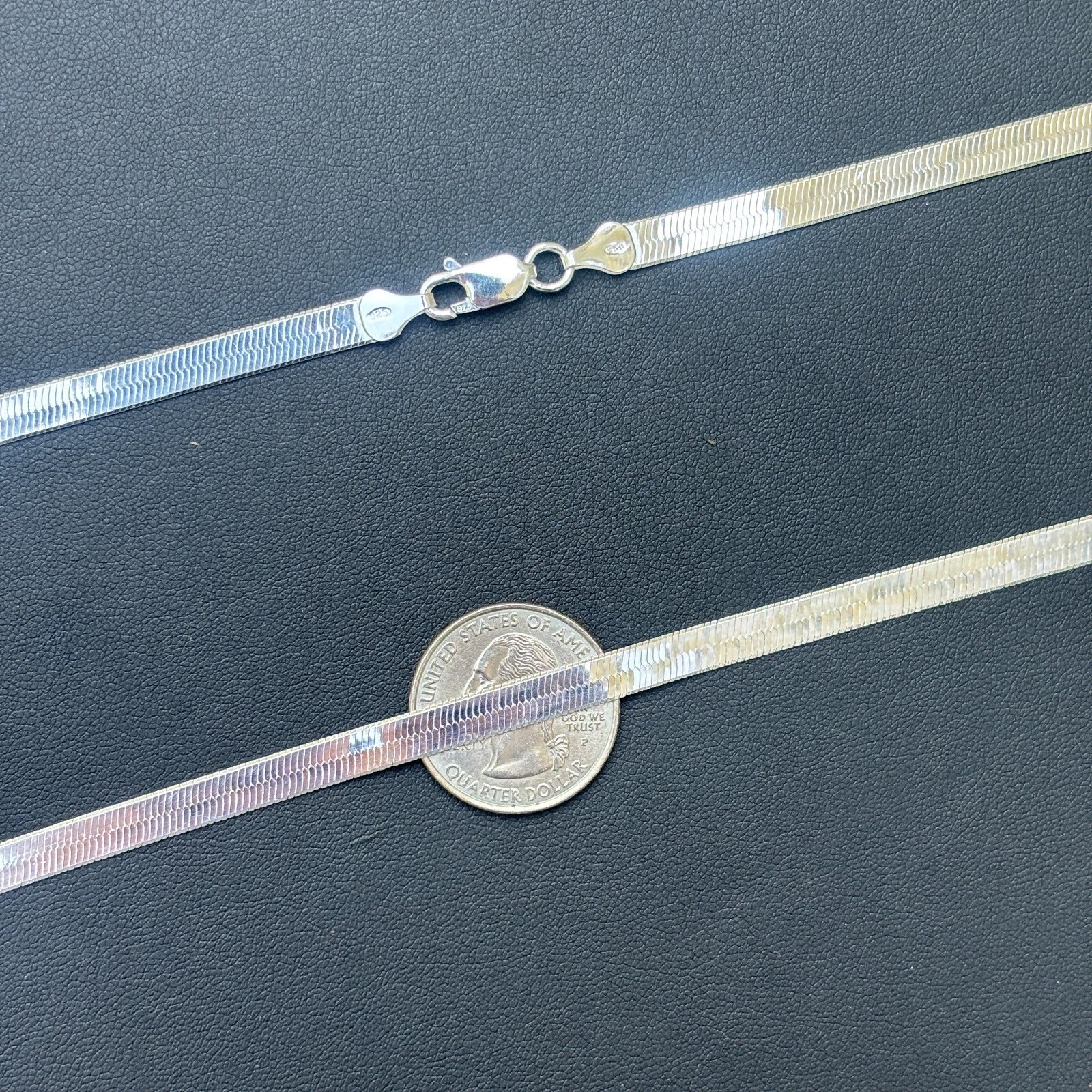 925 Sterling Silver 6mm Herringbone Chain Necklace - Image 8