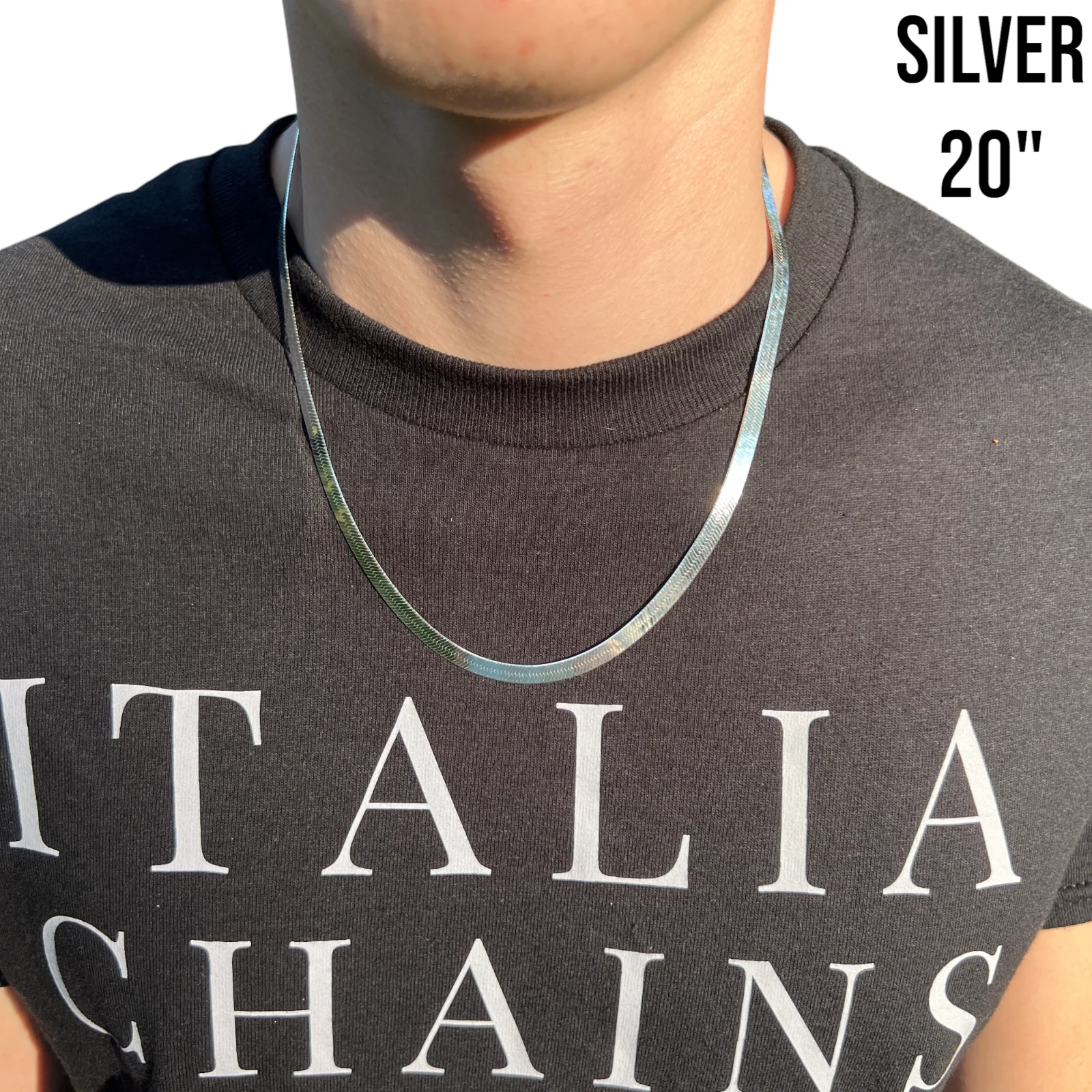 925 Sterling Silver 6mm Herringbone Chain Necklace - Image 9