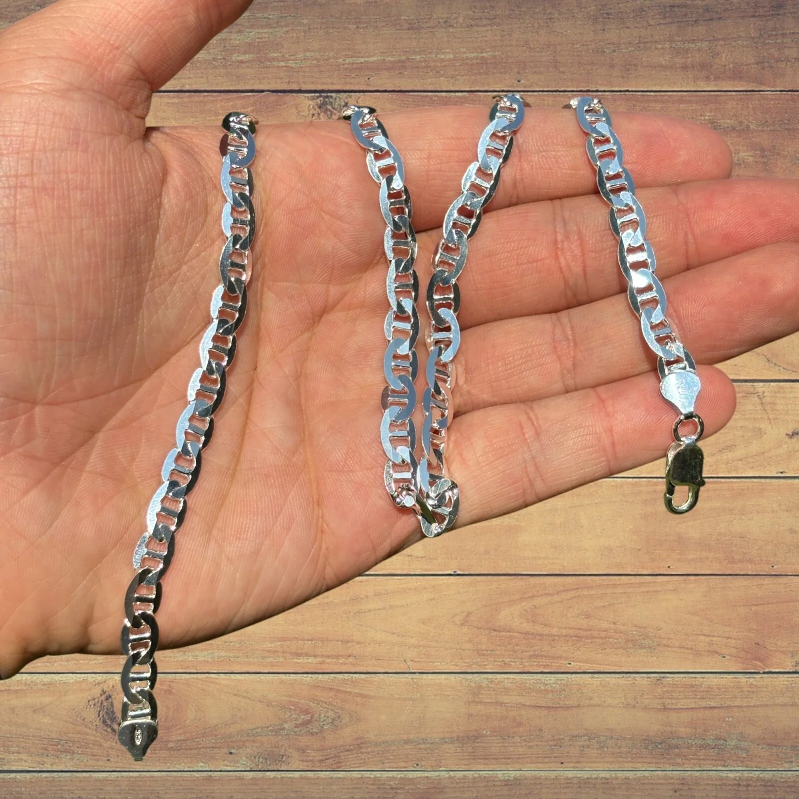 925 Sterling Silver 6mm Mariner Chain Necklace - Image 5