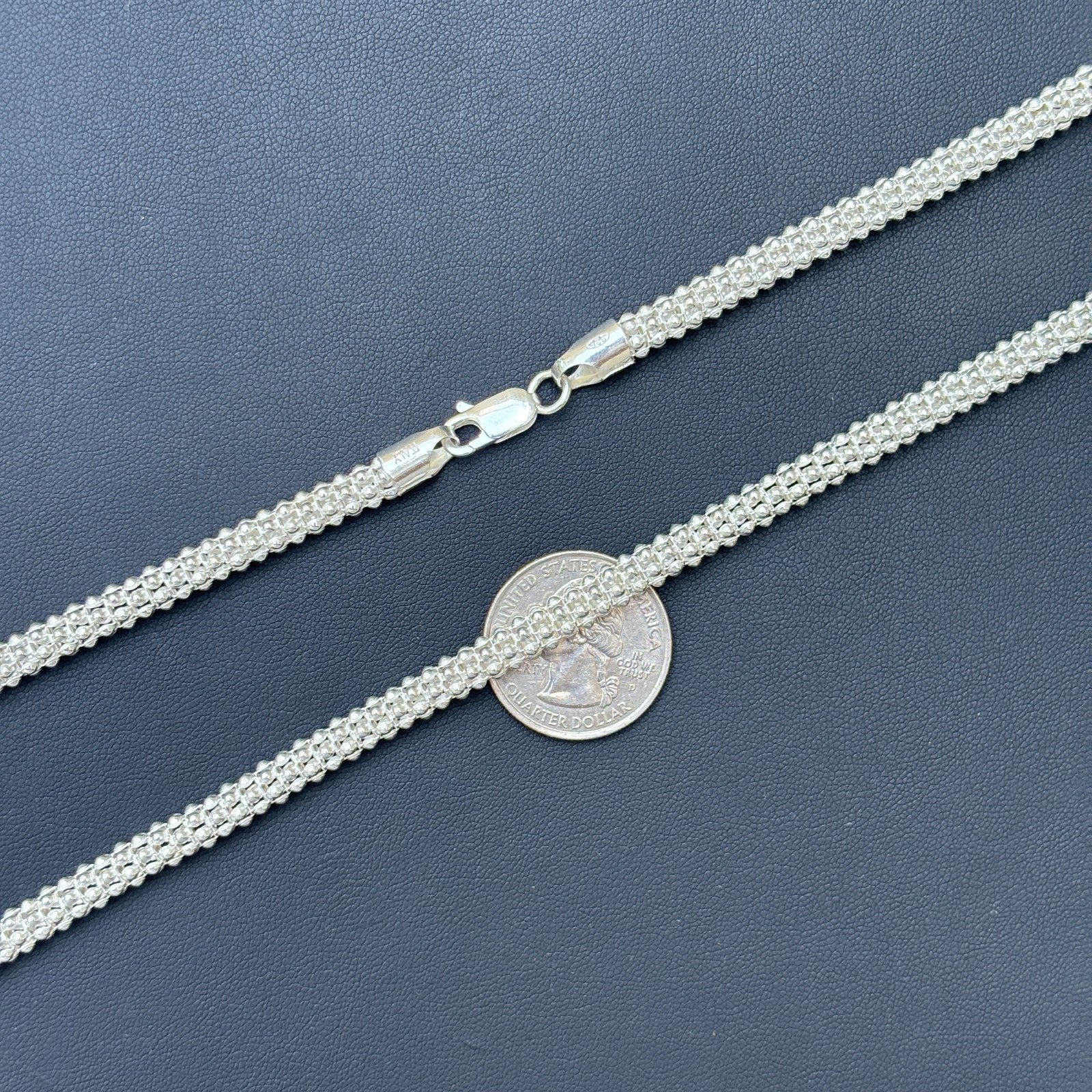925 Sterling Silver 6mm Popcorn Ice Link Chain Necklace - Image 13