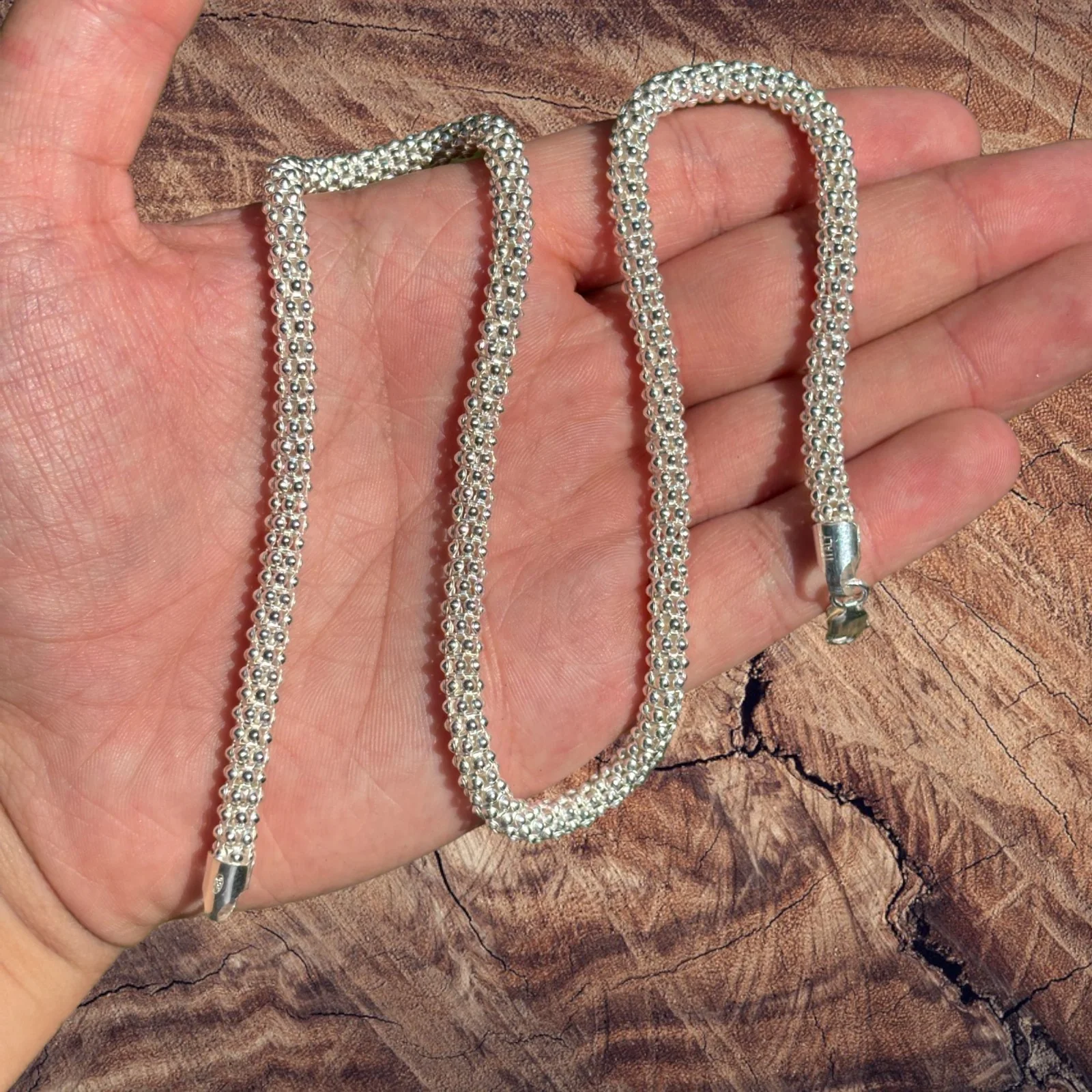 925 Sterling Silver 6mm Popcorn Ice Link Chain Necklace - Image 5