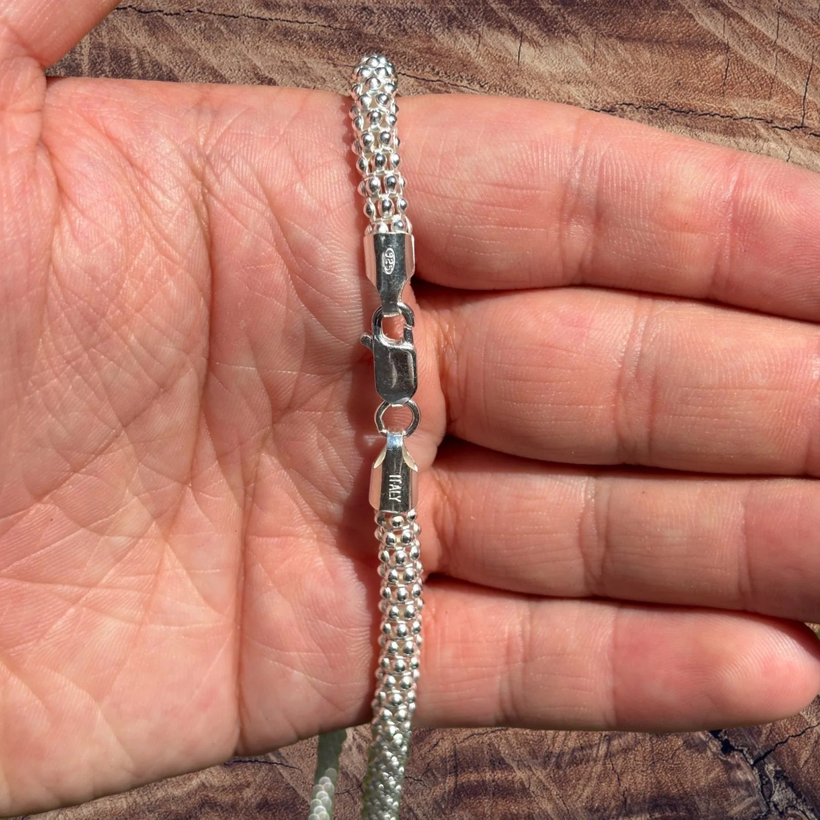 925 Sterling Silver 6mm Popcorn Ice Link Chain Necklace - Image 7
