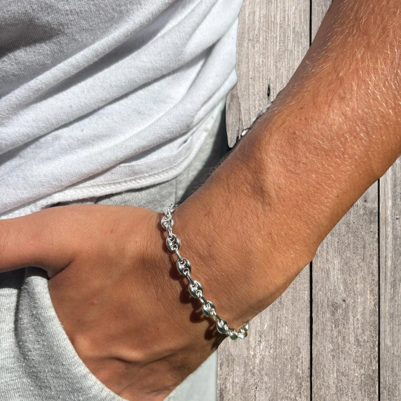 925 Sterling Silver 6mm Puffed Gucci Bracelet - Image 11