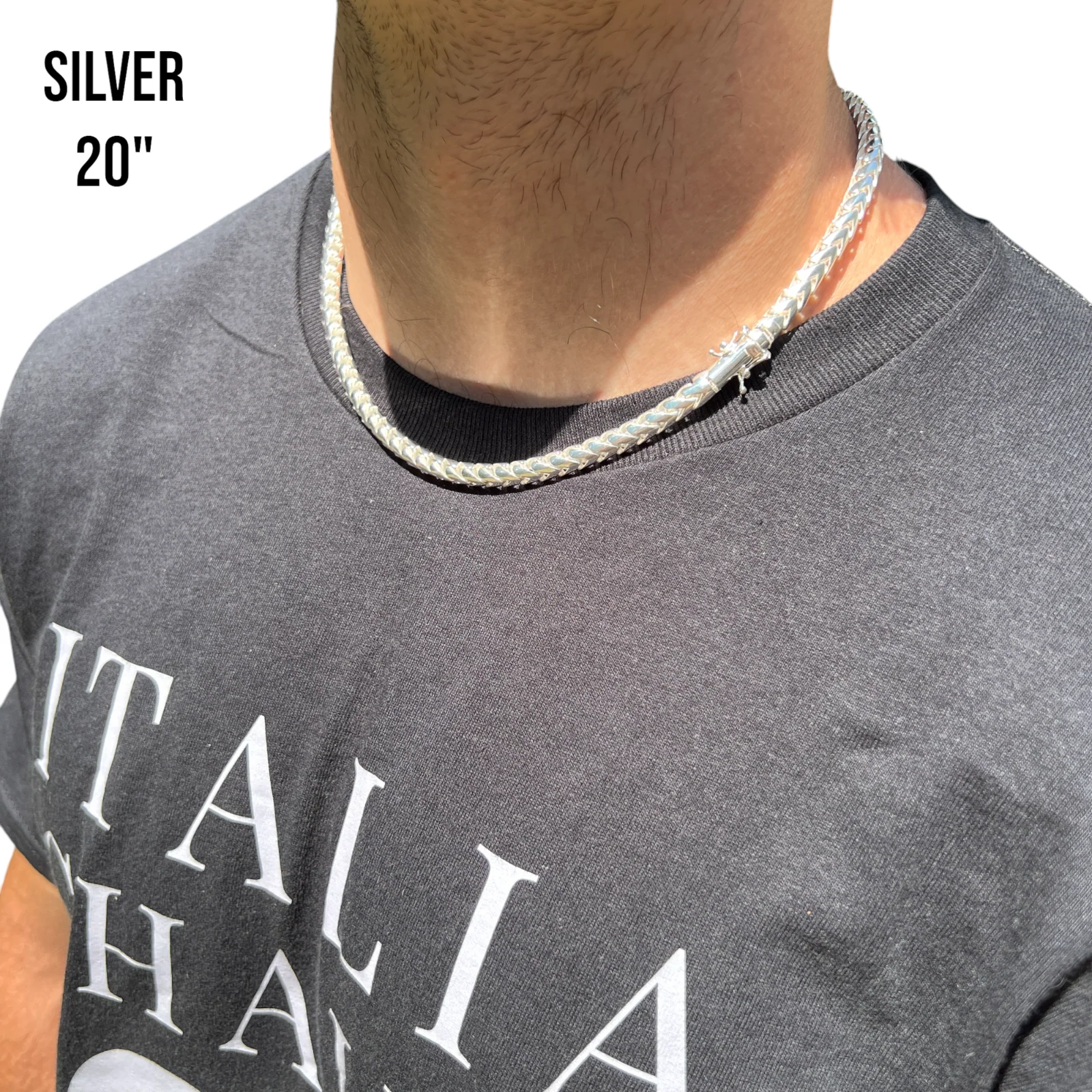 925 Sterling Silver 6mm Rounded Franco Chain Necklace - Image 13