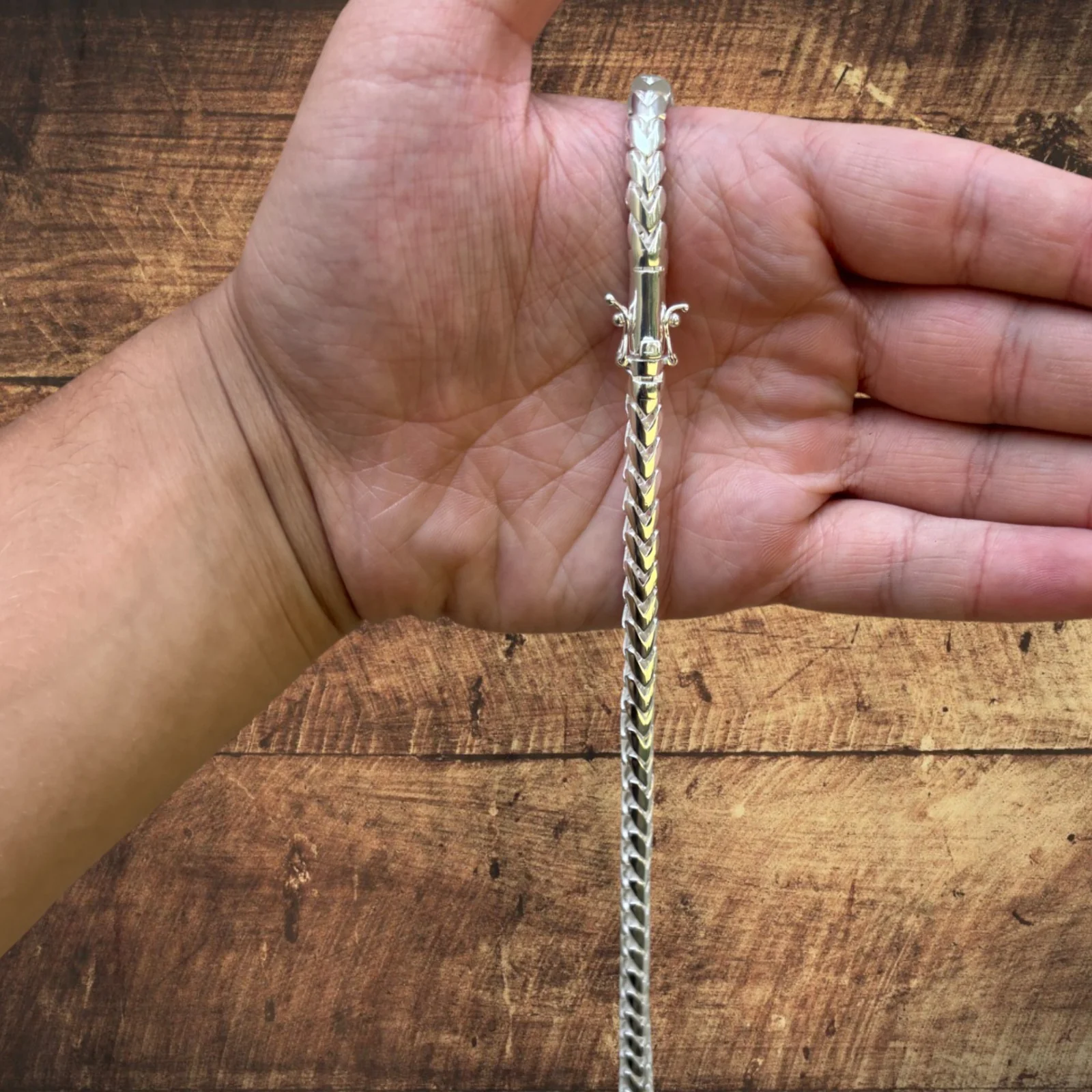 925 Sterling Silver 6mm Rounded Franco Chain Necklace - Image 3