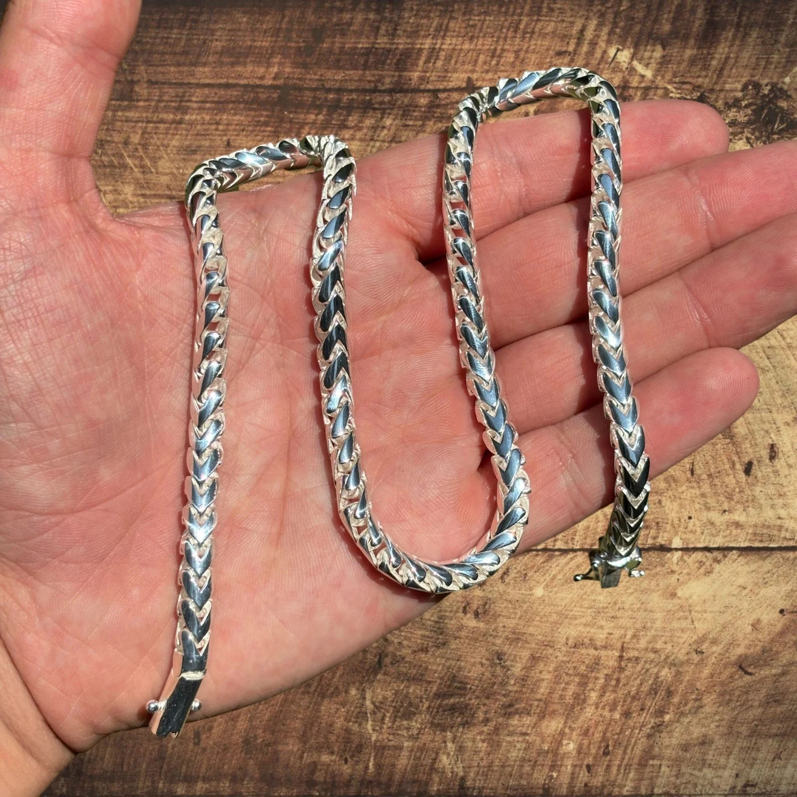 925 Sterling Silver 6mm Rounded Franco Chain Necklace - Image 5