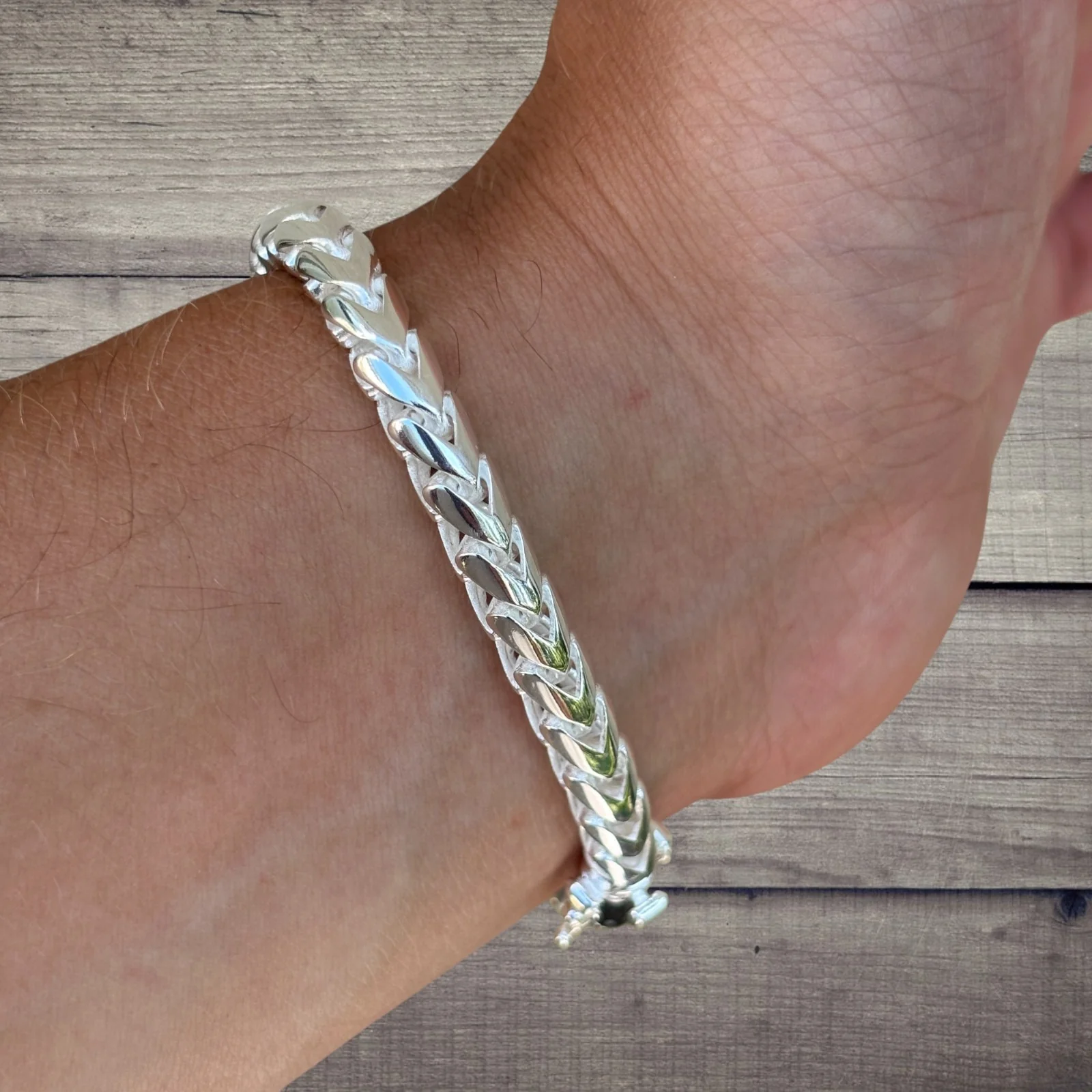 925 Sterling Silver 6mm Rounded Franco Bracelet W. Box Clasp - Image 15